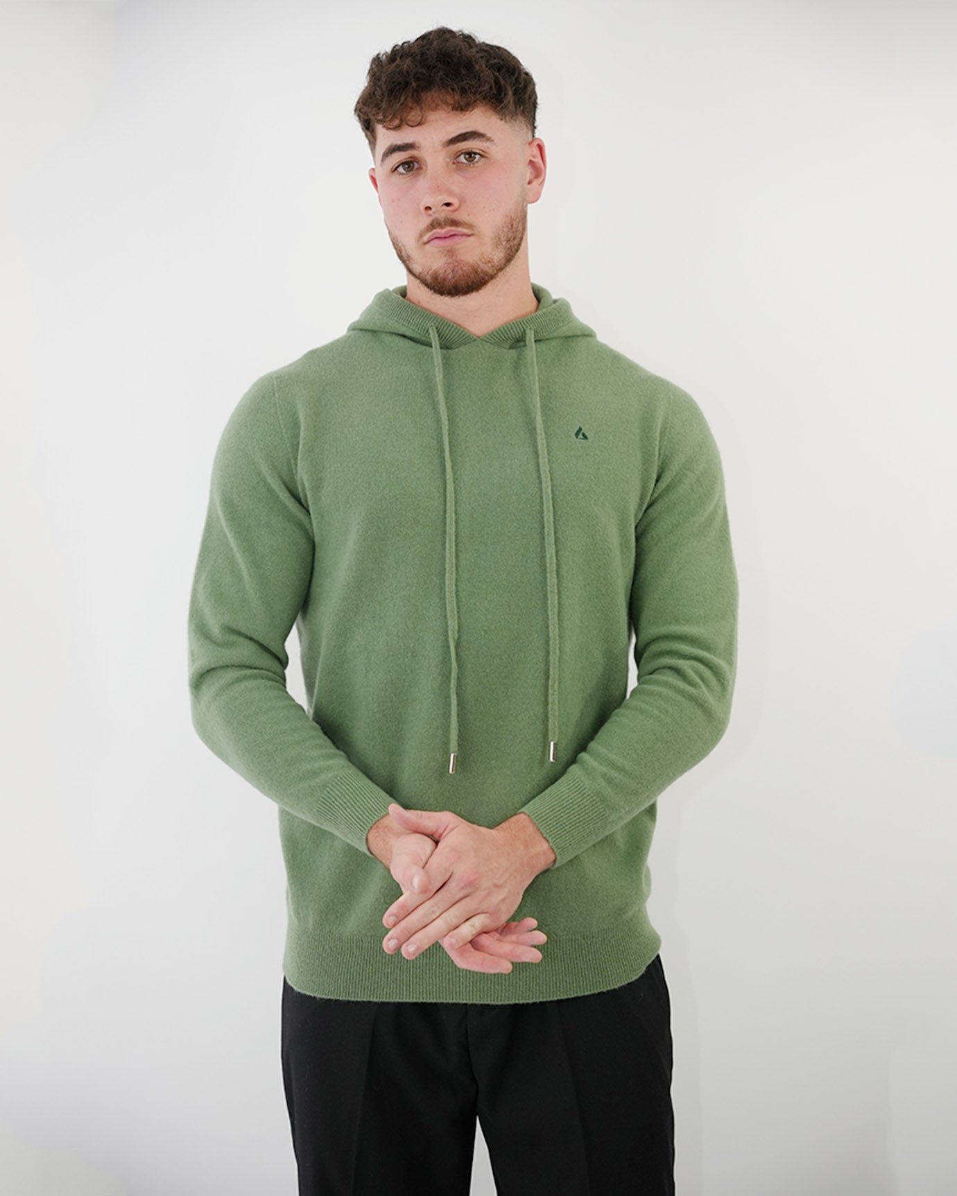 Casual streetwear look with tonal green Classy hoodie