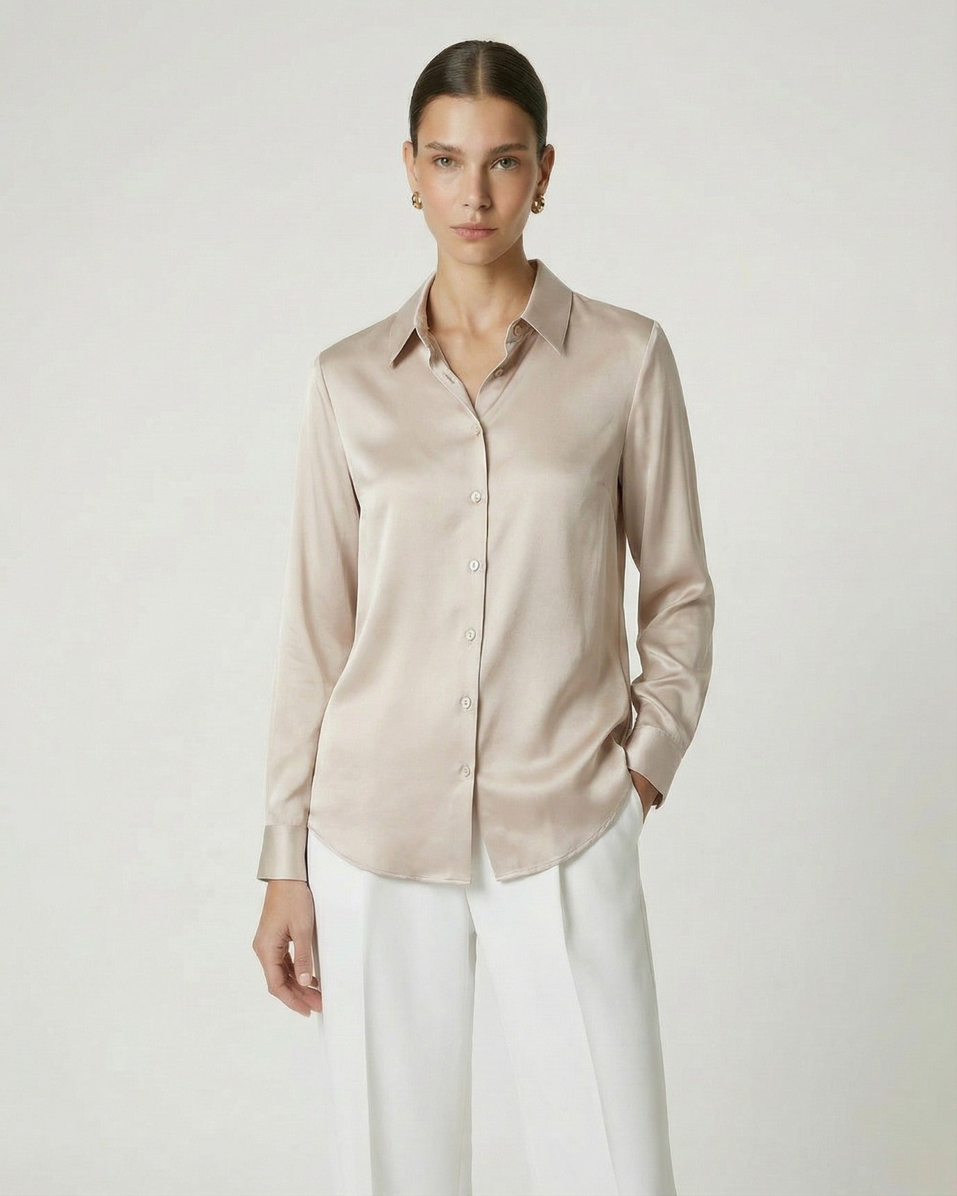 Premium Mulberry Silk Shirt Woman Heavyweight Satin Silk