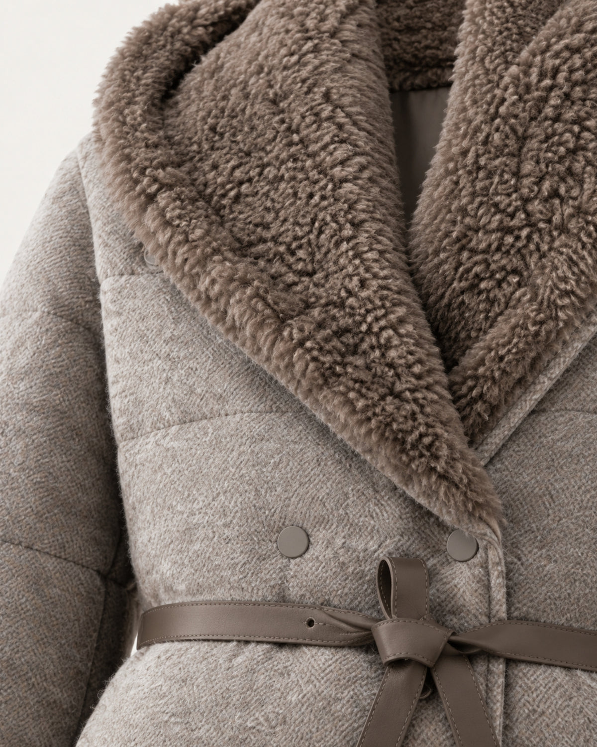 Mid-Length Goose Down Jacket with Mink Hood