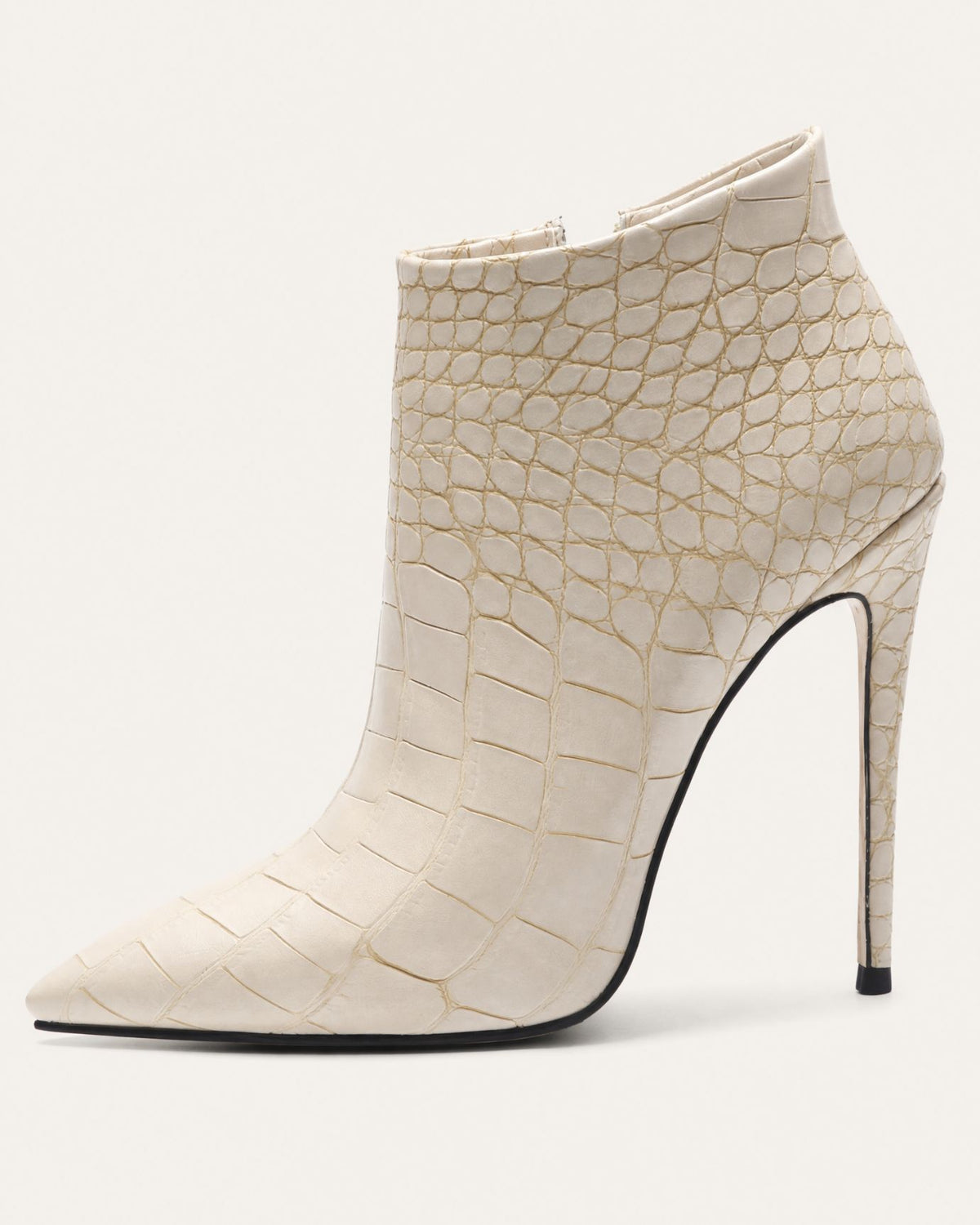 Pointed-Toe Stiletto Booties with Side Zip