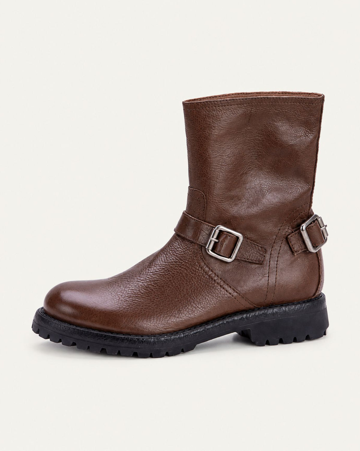 Retro Distressed Leather Half-Zip Boots