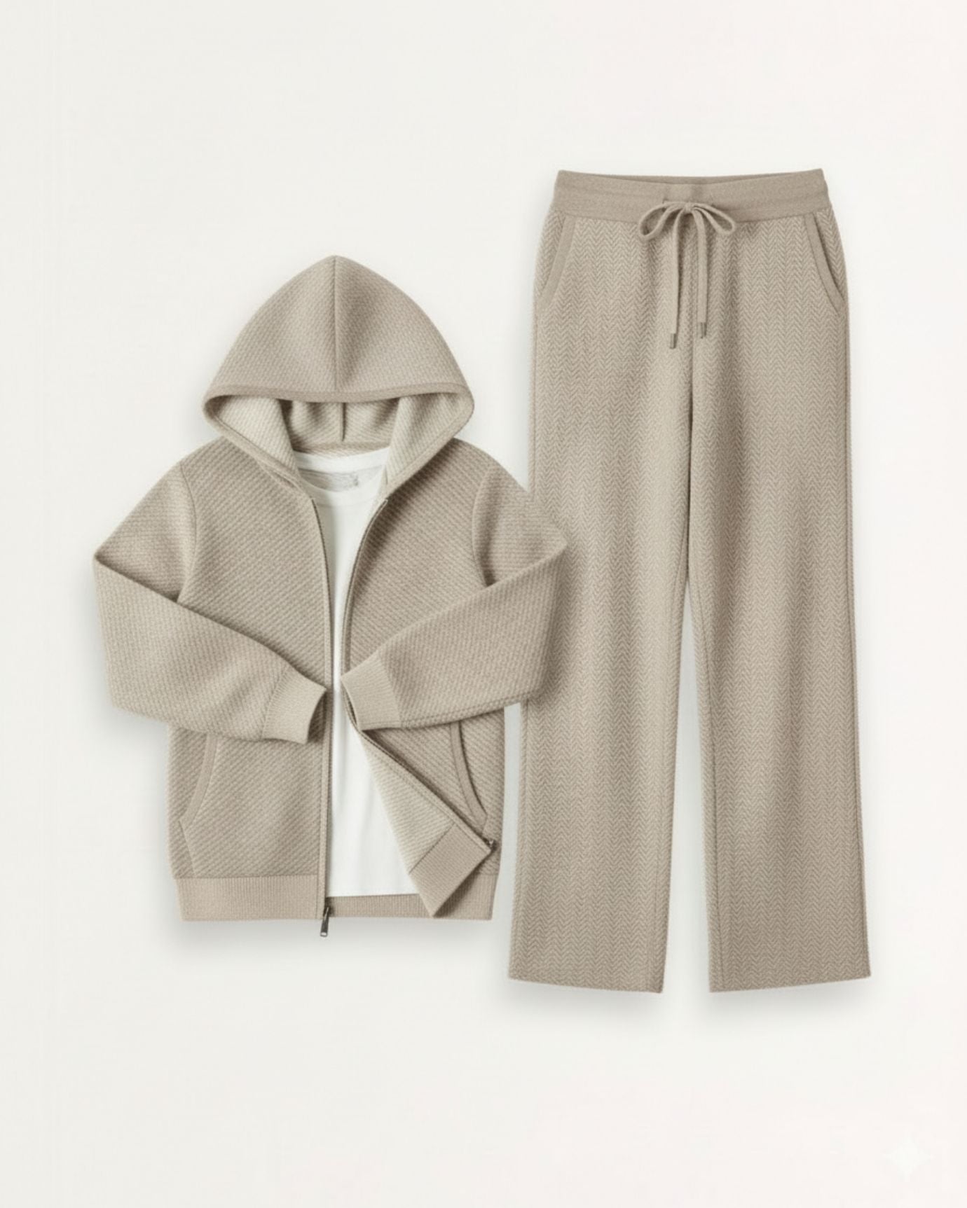Cashmere & wool set hooded Cardigan & Pants