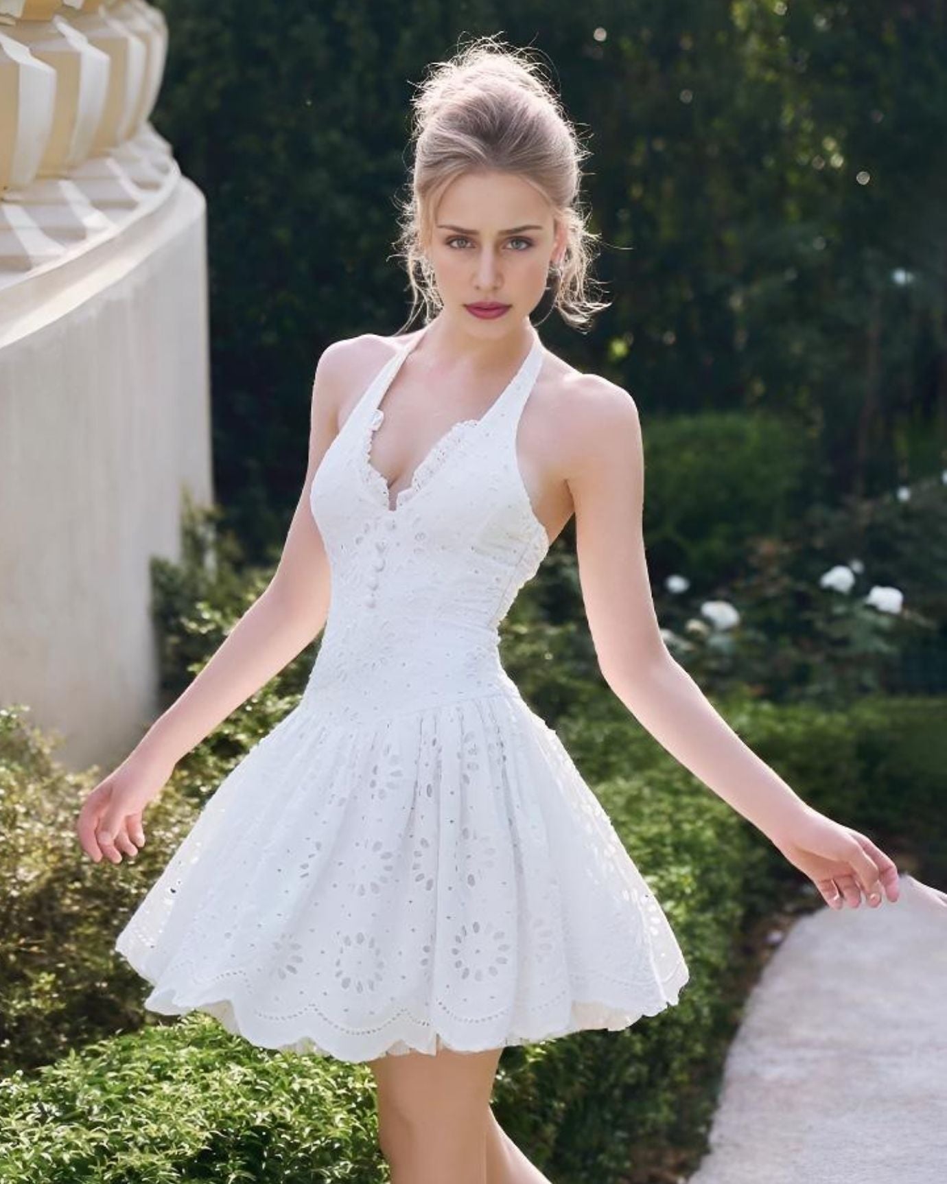 Beyond White Embroidery Dress White