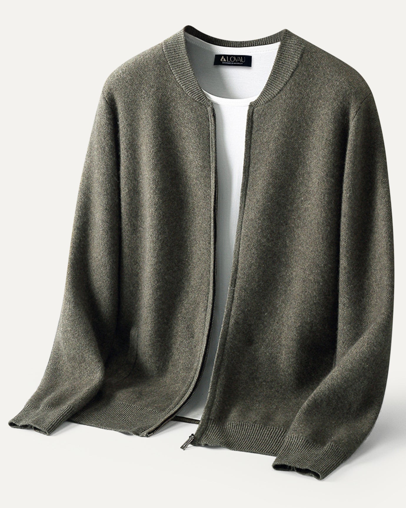 Lovau Round Neck Top Wool Jacket Olive Green