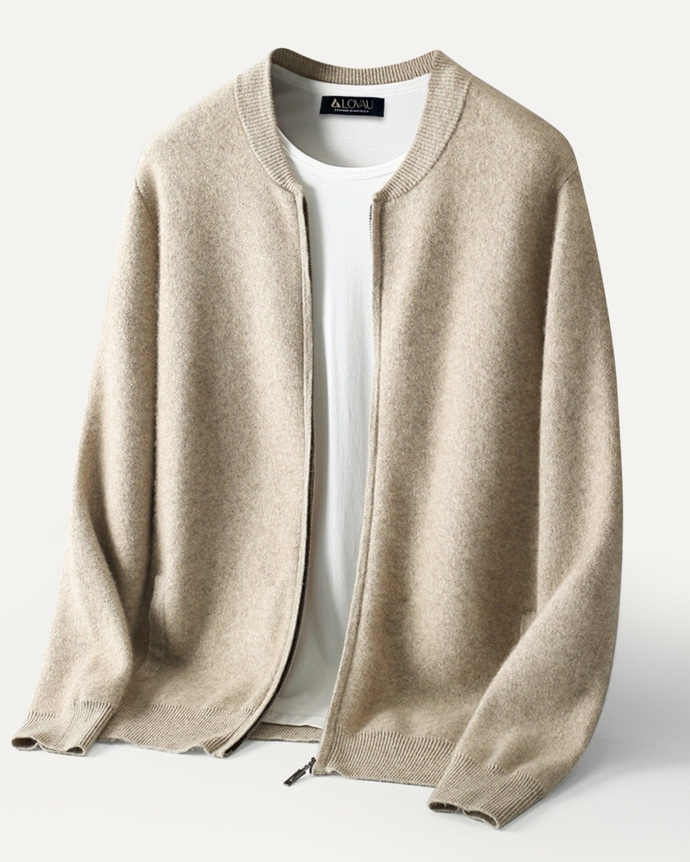 Lovau round neck jacket in premium wool fabric