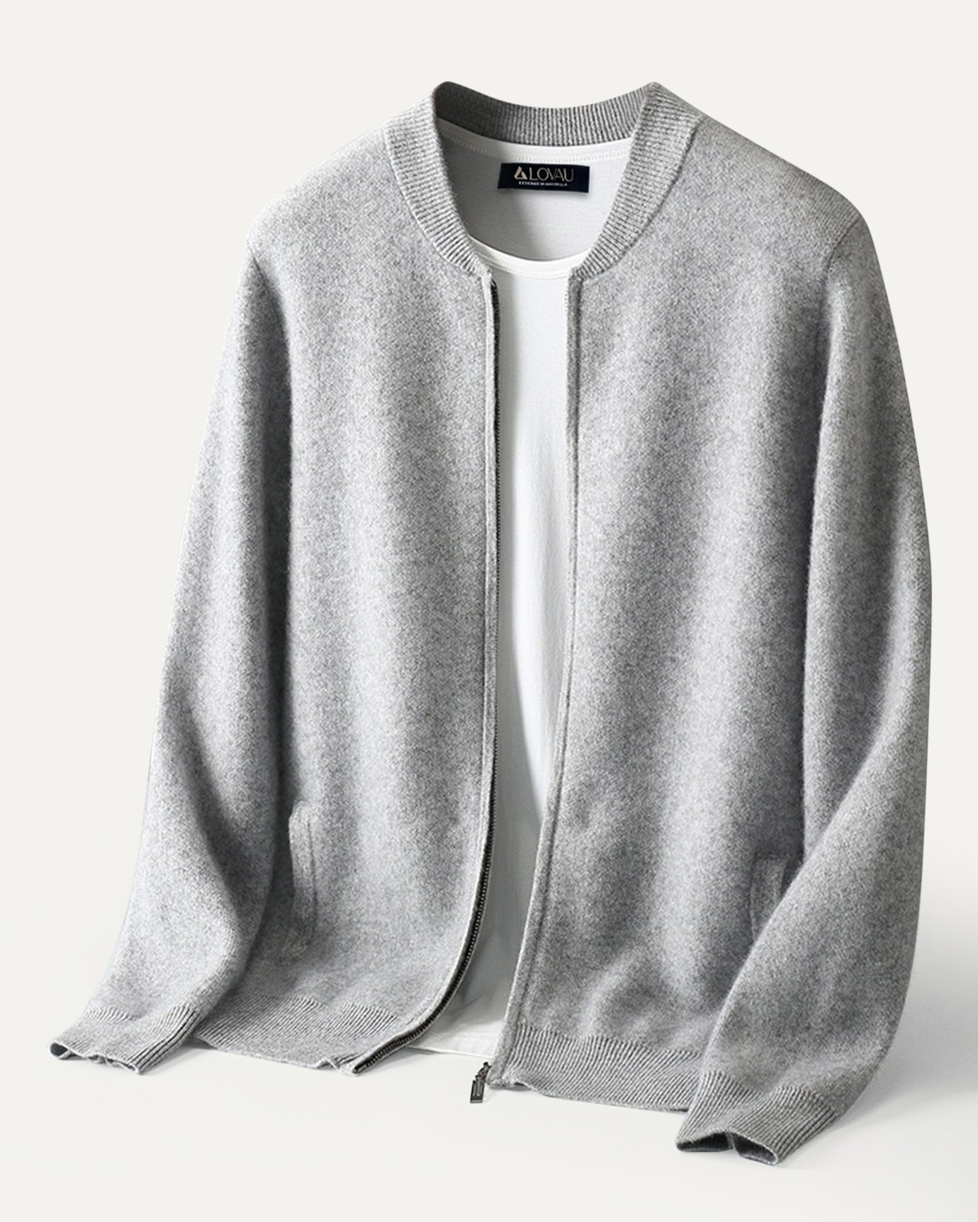 Lovau Round Neck Top Wool Jacket Light Grey