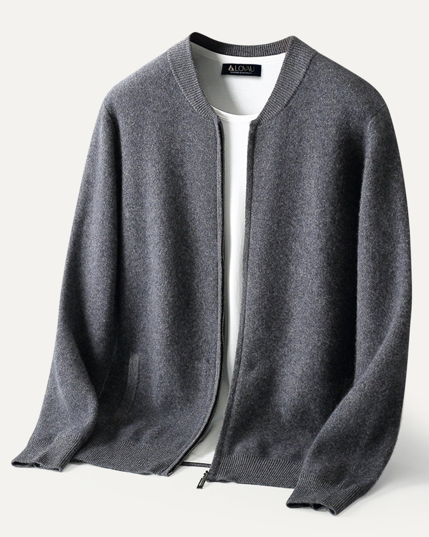 Lovau Round Neck Top Wool Jacket Dark Grey