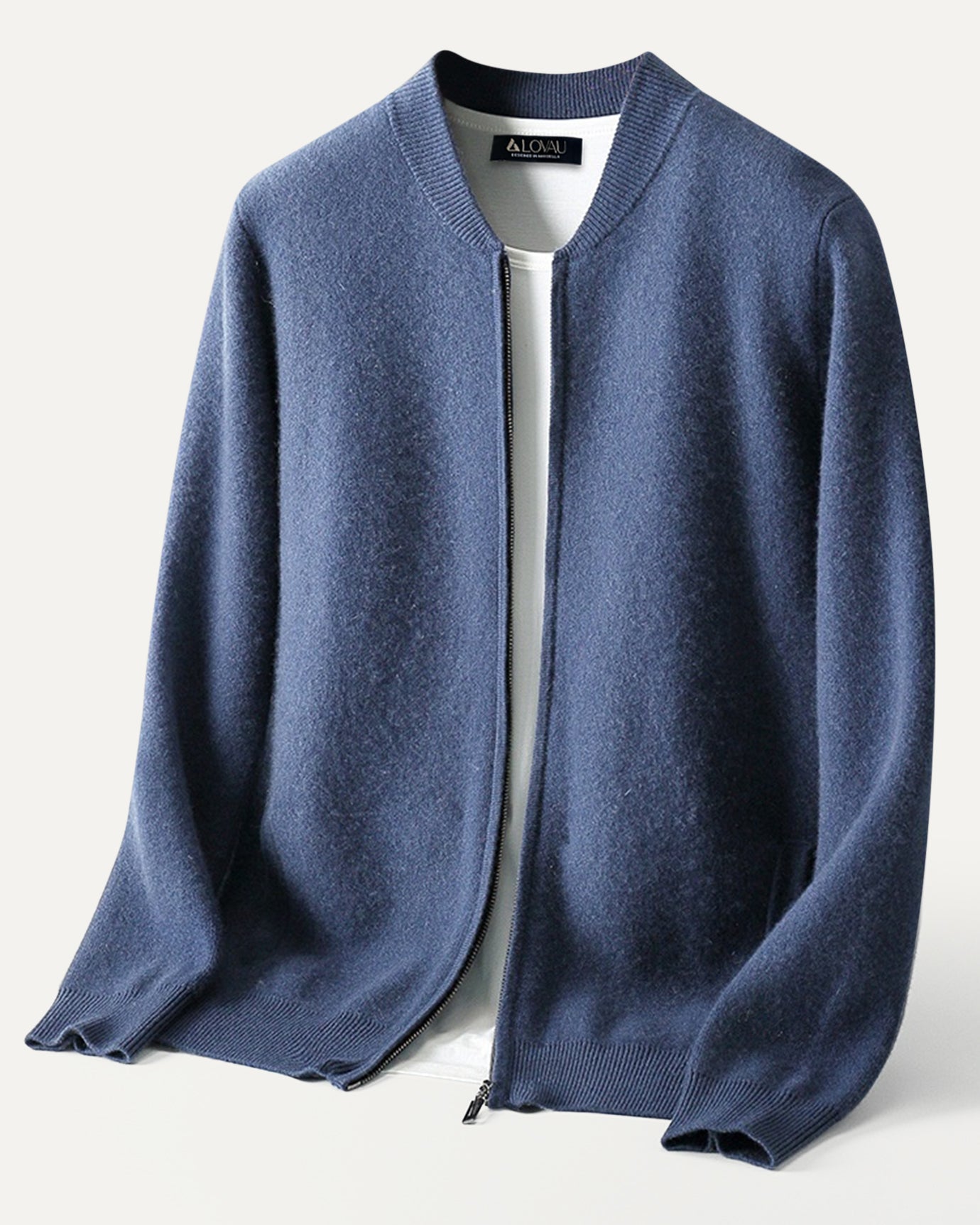 Lovau Round Neck Top Wool Jacket Sea Blue
