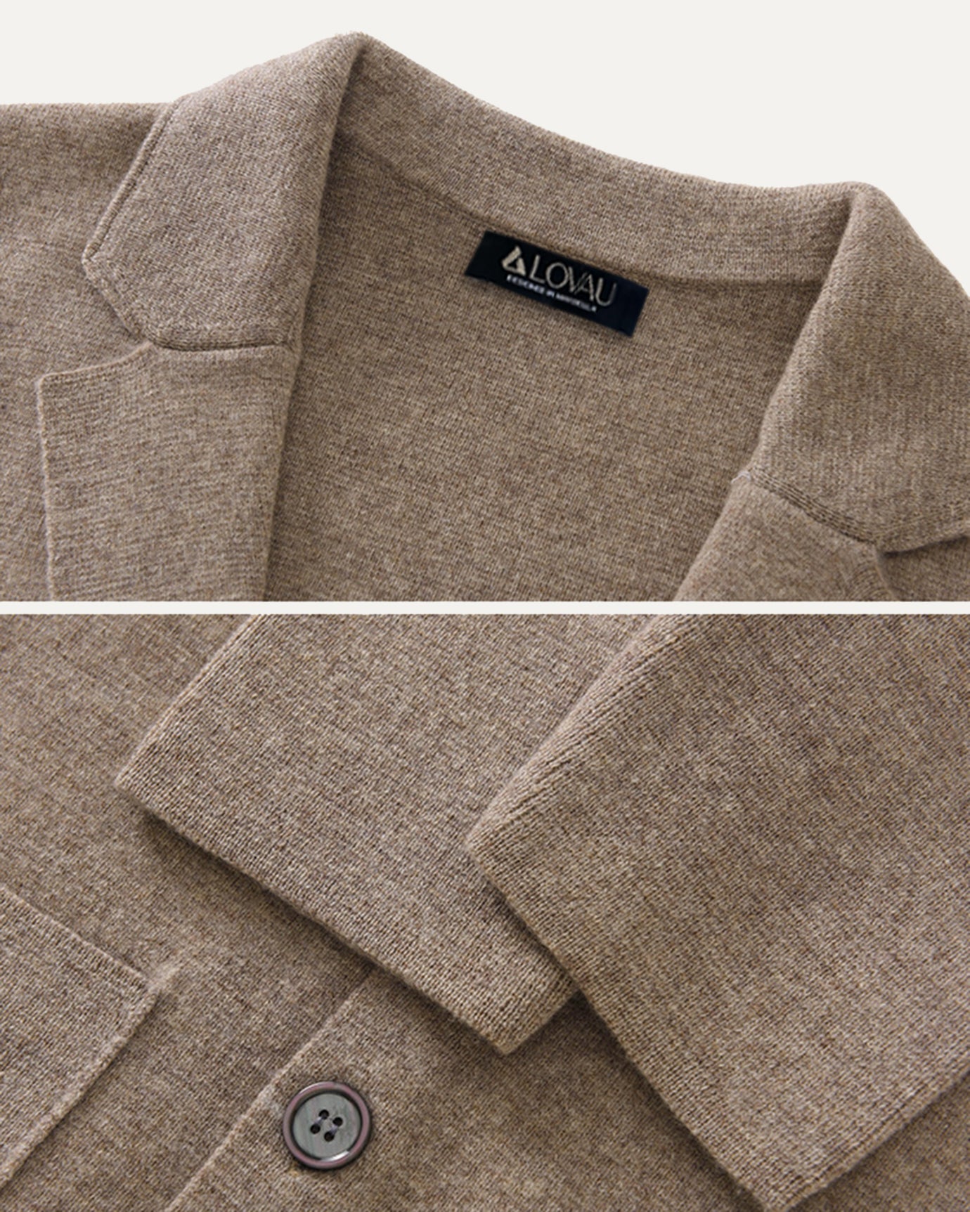 Lovau x Classy cardigan styled with tailored trousers and loafers