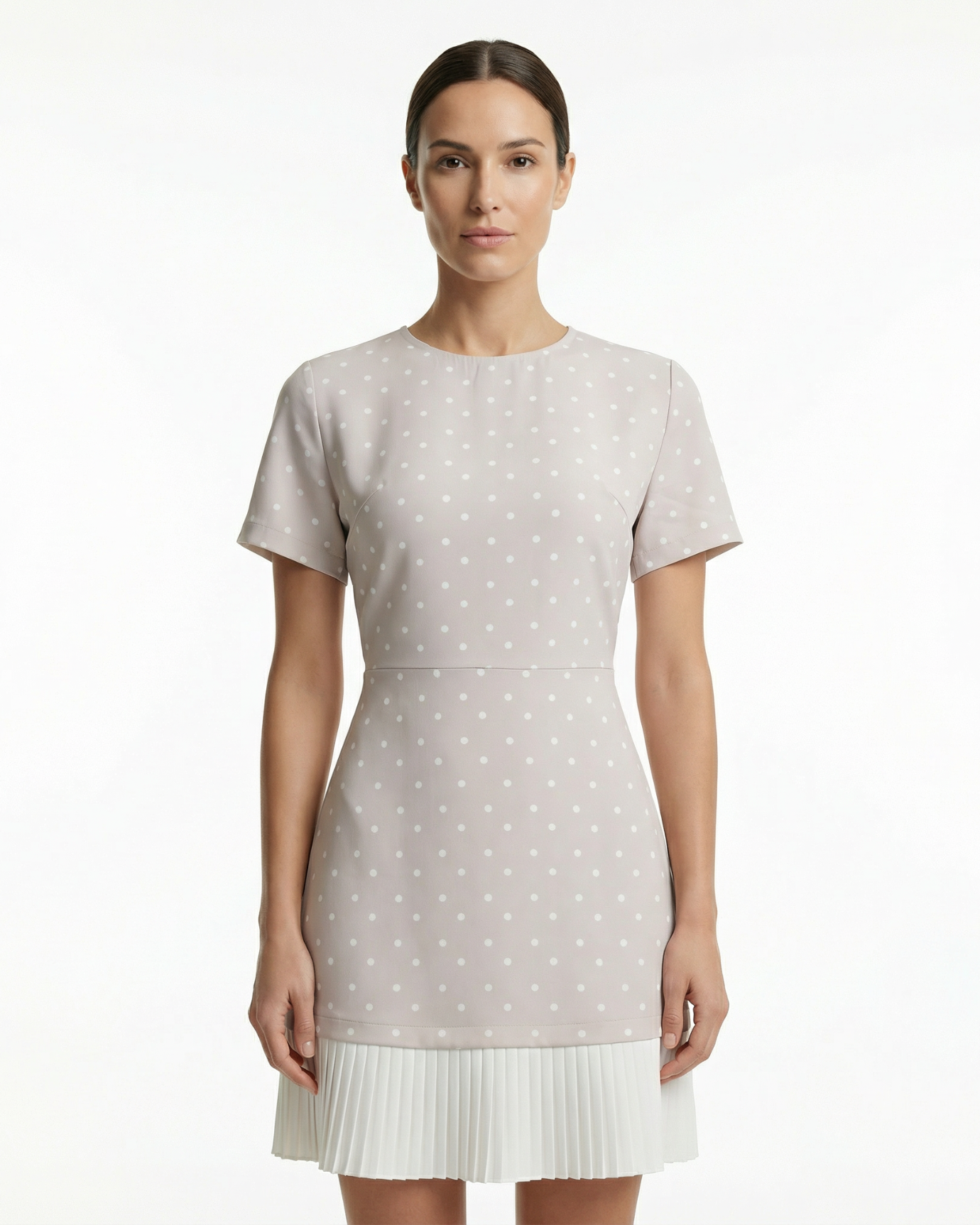 Kleid aus Eisseide mit Polkadot-Muster