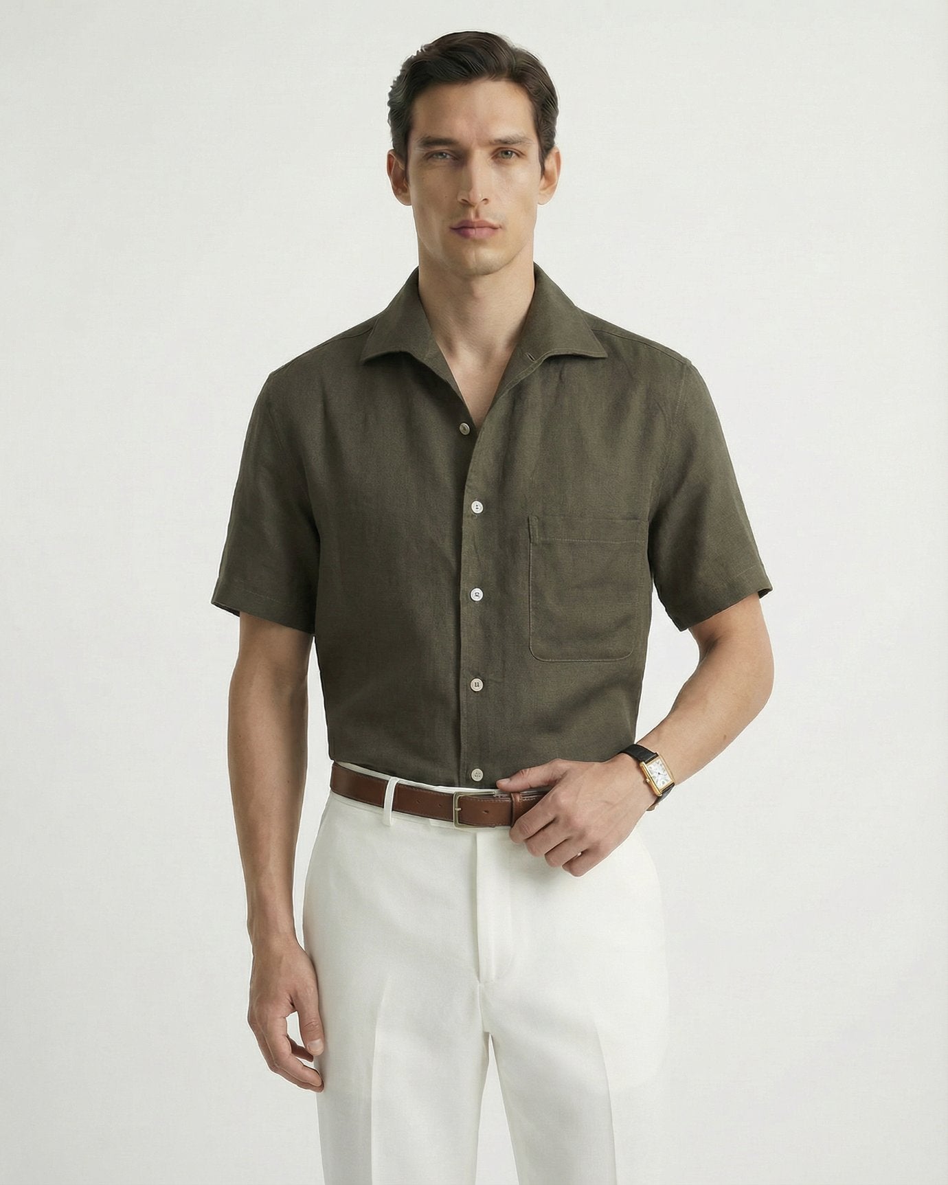 Milano Linen Dark Green Shirt
