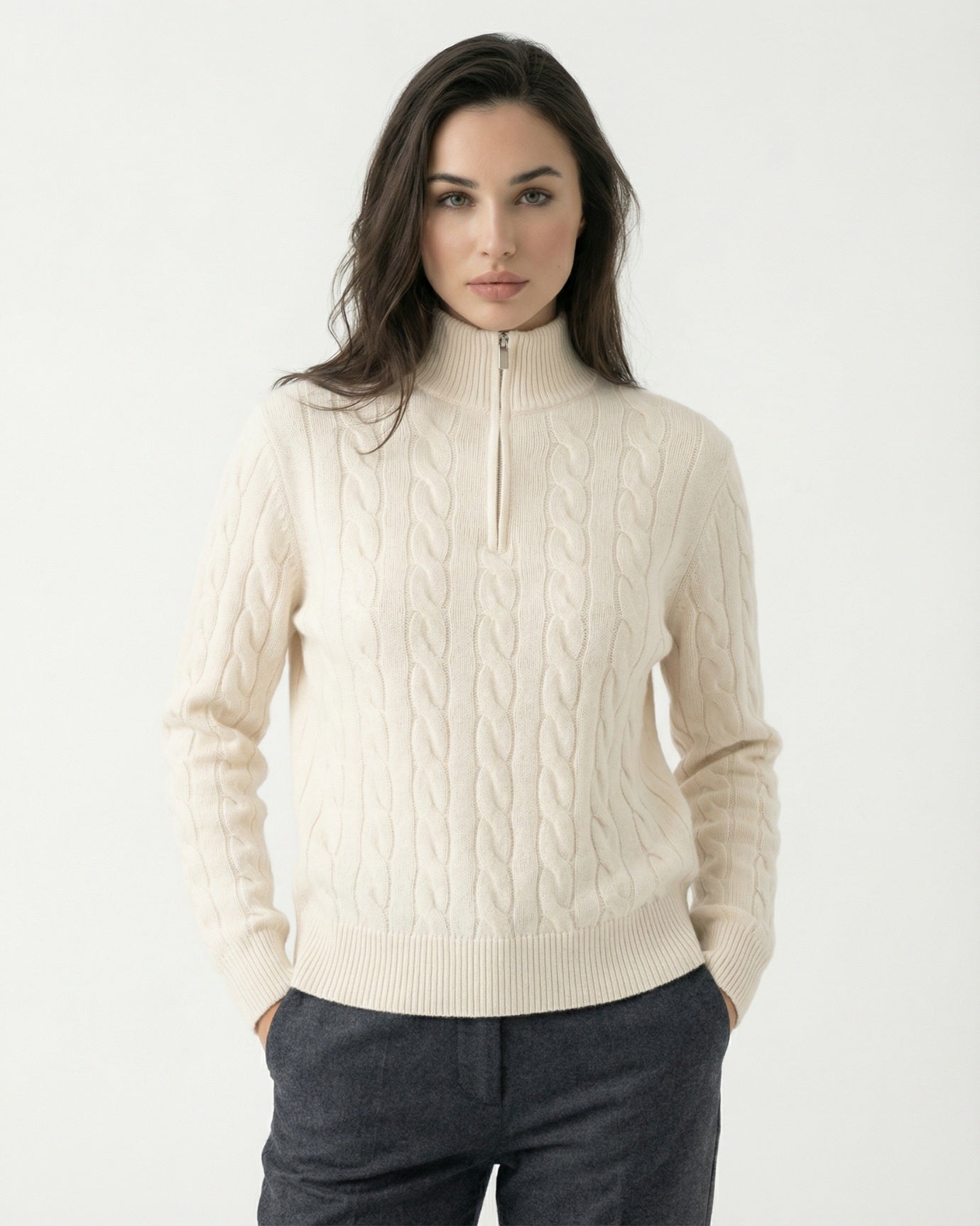 Cashmere Sweater Zipper Turtleneck