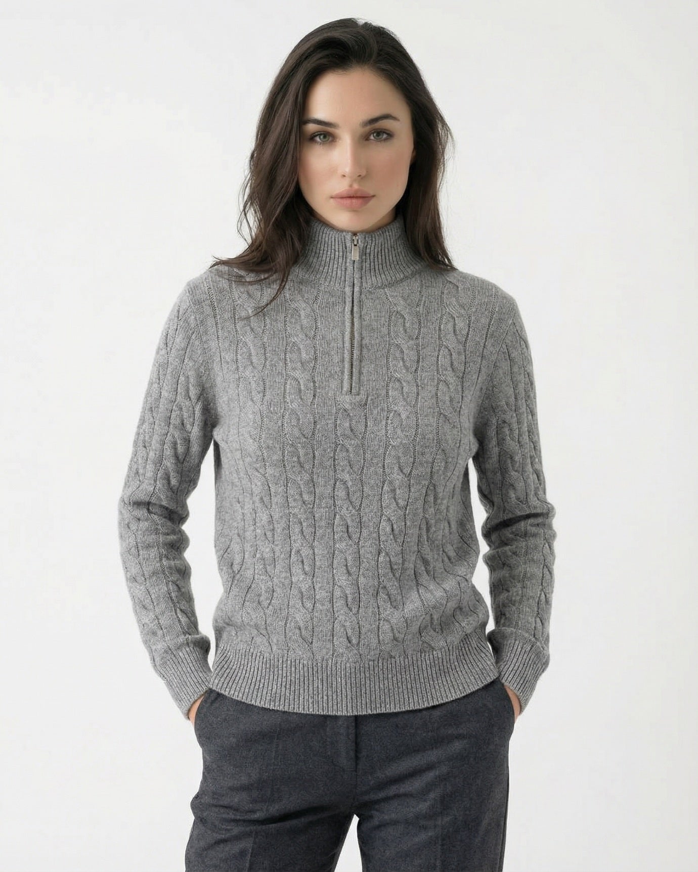 Cashmere Sweater Zipper Turtleneck