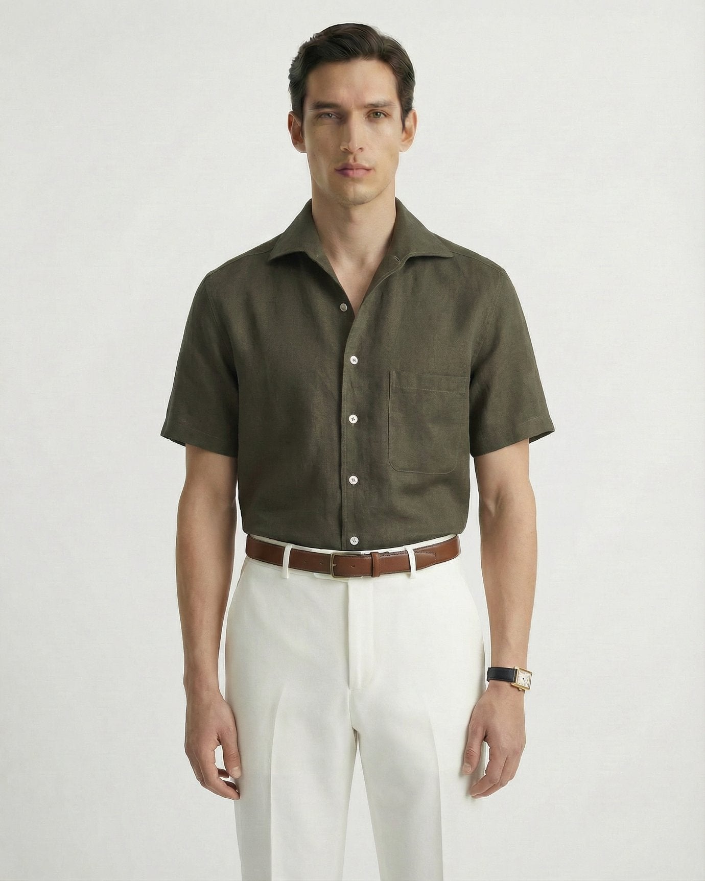 Milano Linen Dark Green Shirt