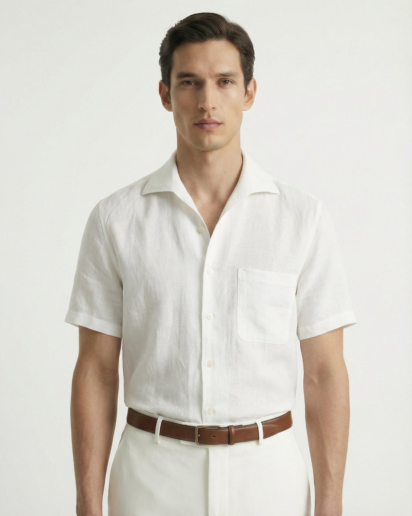Milano Linen Cotton White Shirt, White / XS