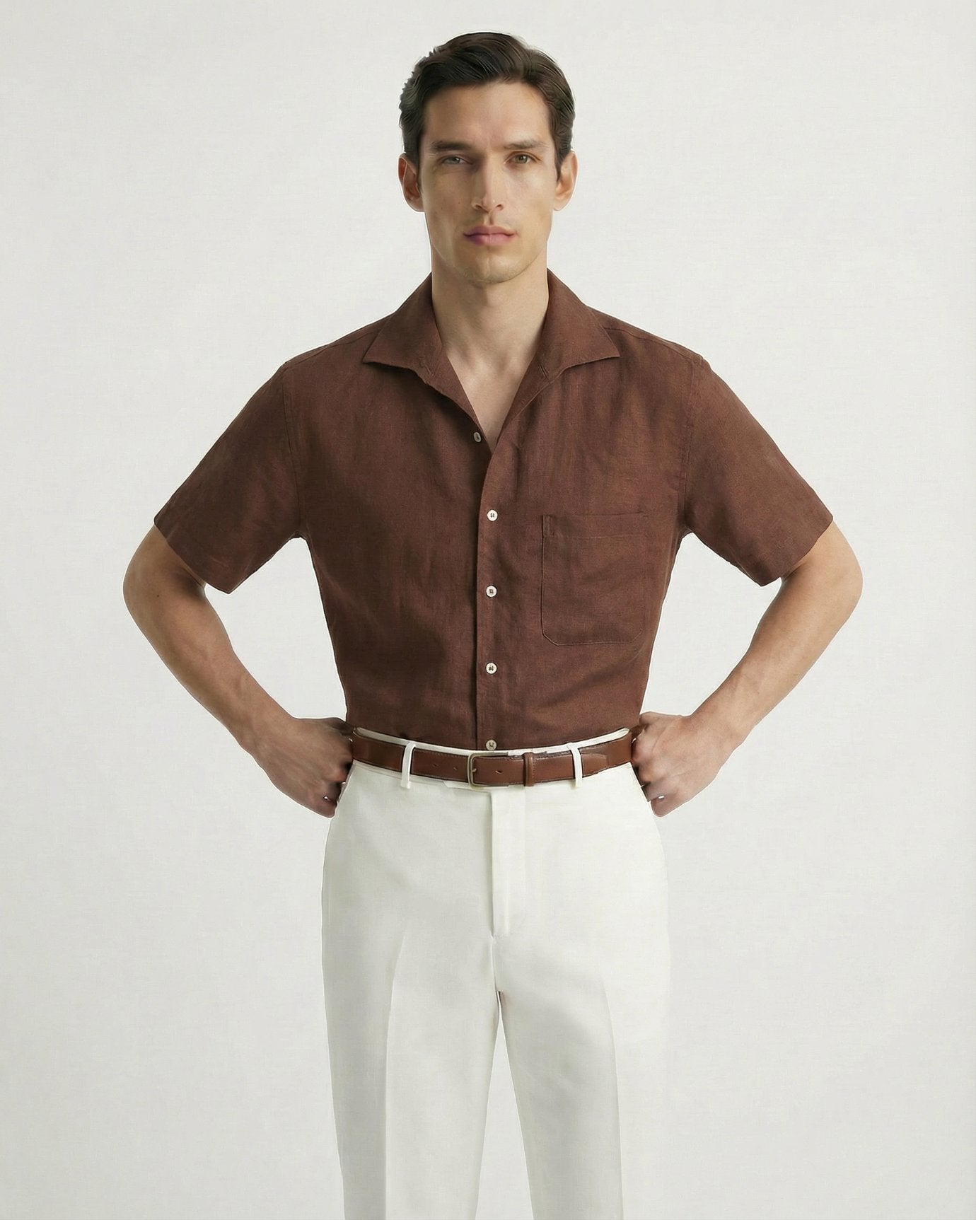 Camisa Milano Lino Marrón