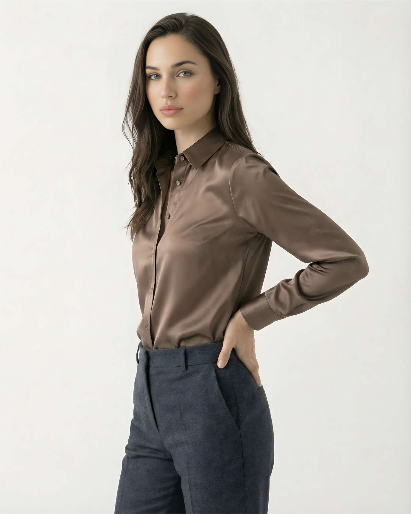 Premium Mulberry Silk Shirt Woman Heavyweight Satin Silk
