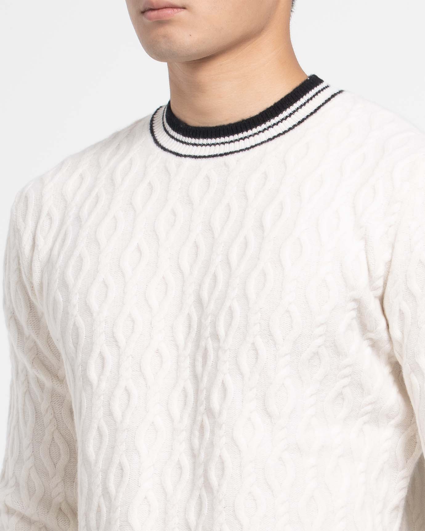 Classic white cashmere blend sweater with minimal design