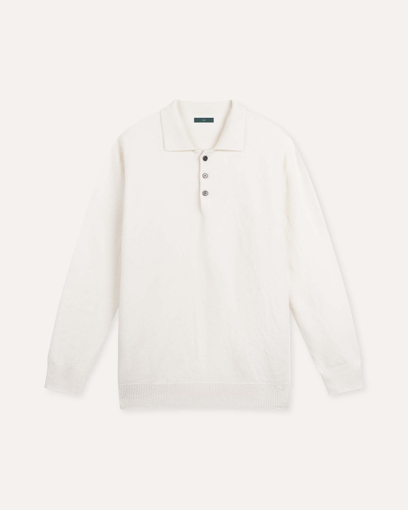 Wool Long Sleeve Polo White