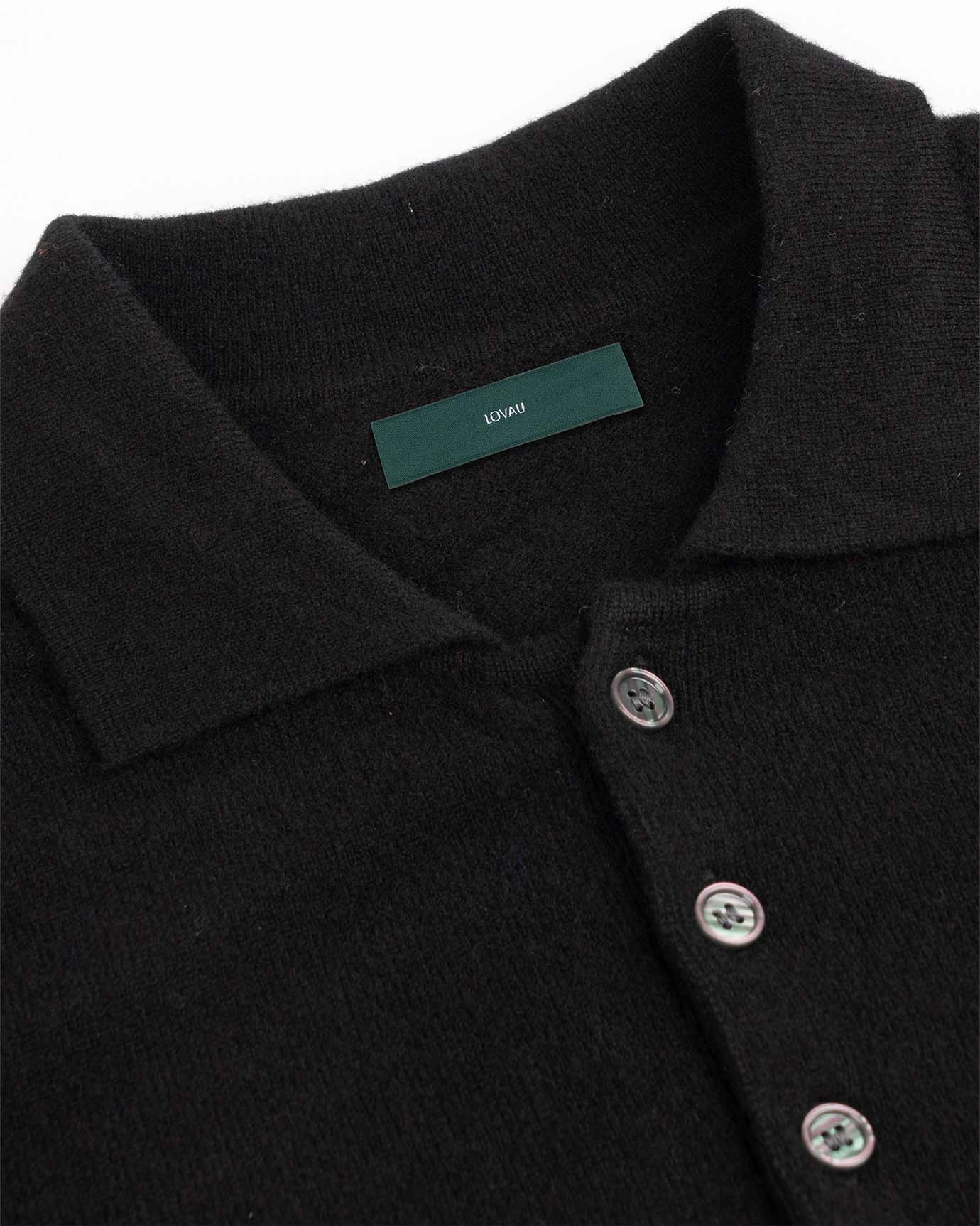 Premium black cashmere polo with a timeless design