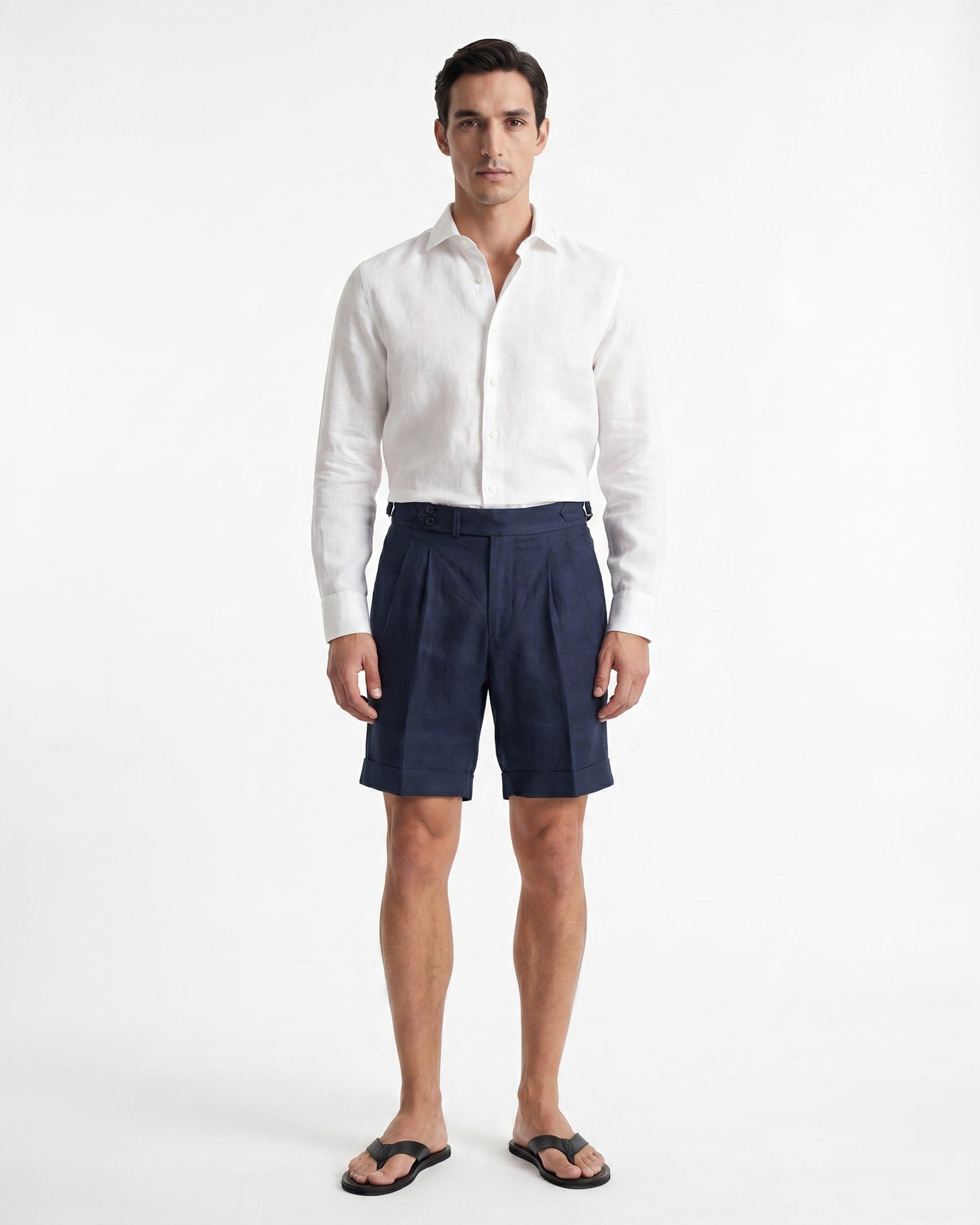 Double Pleated Linen Shorts