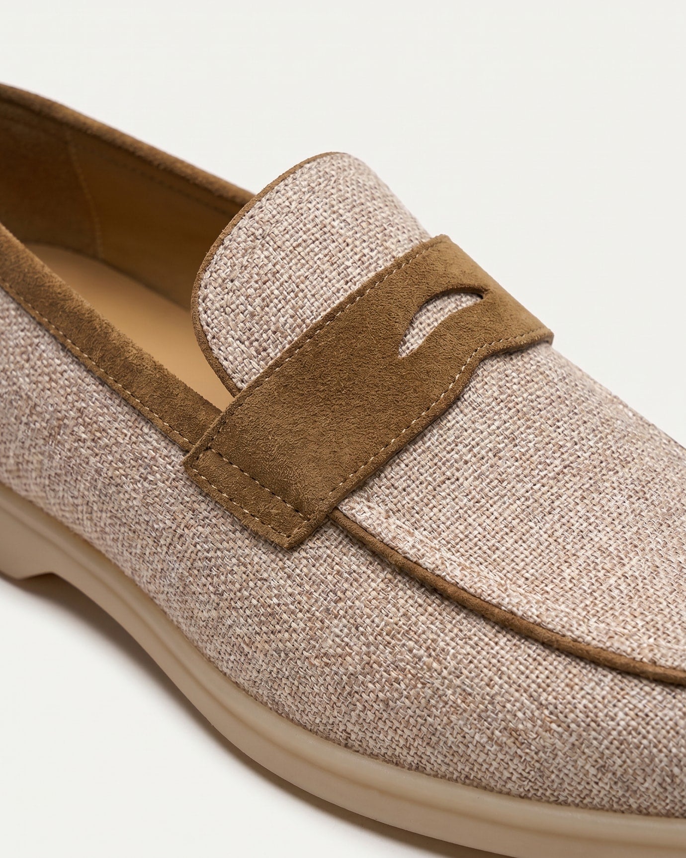 Retro Linen Leather Loafers