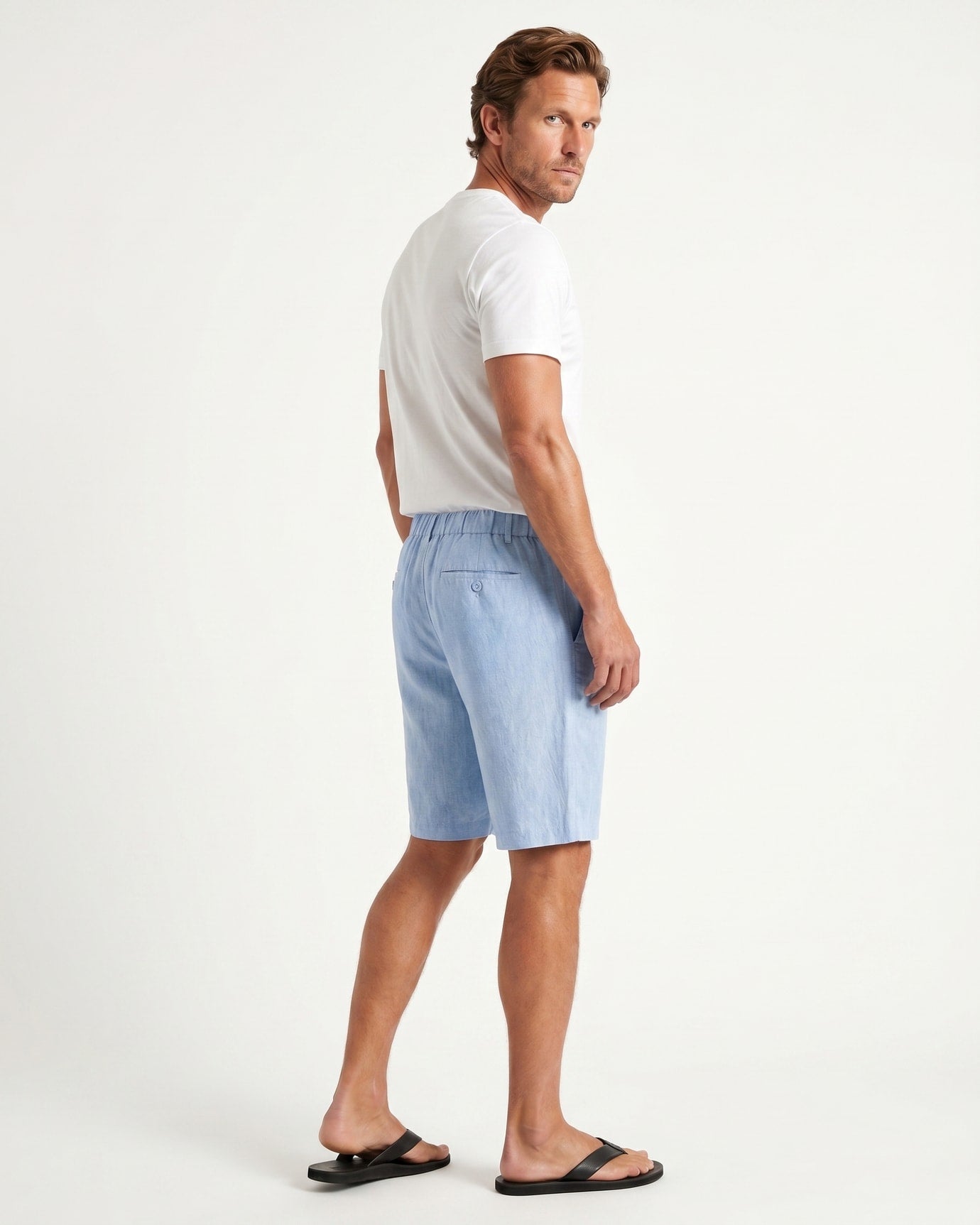 Monaco Linen Shorts with Elastic Waist
