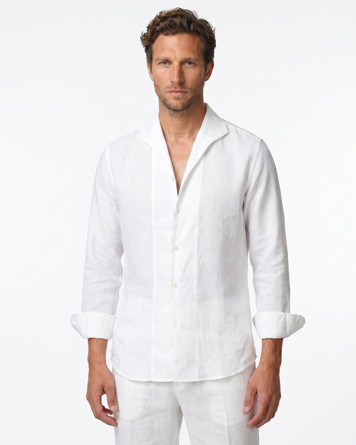 Marbella Square Collar Linen Shirt