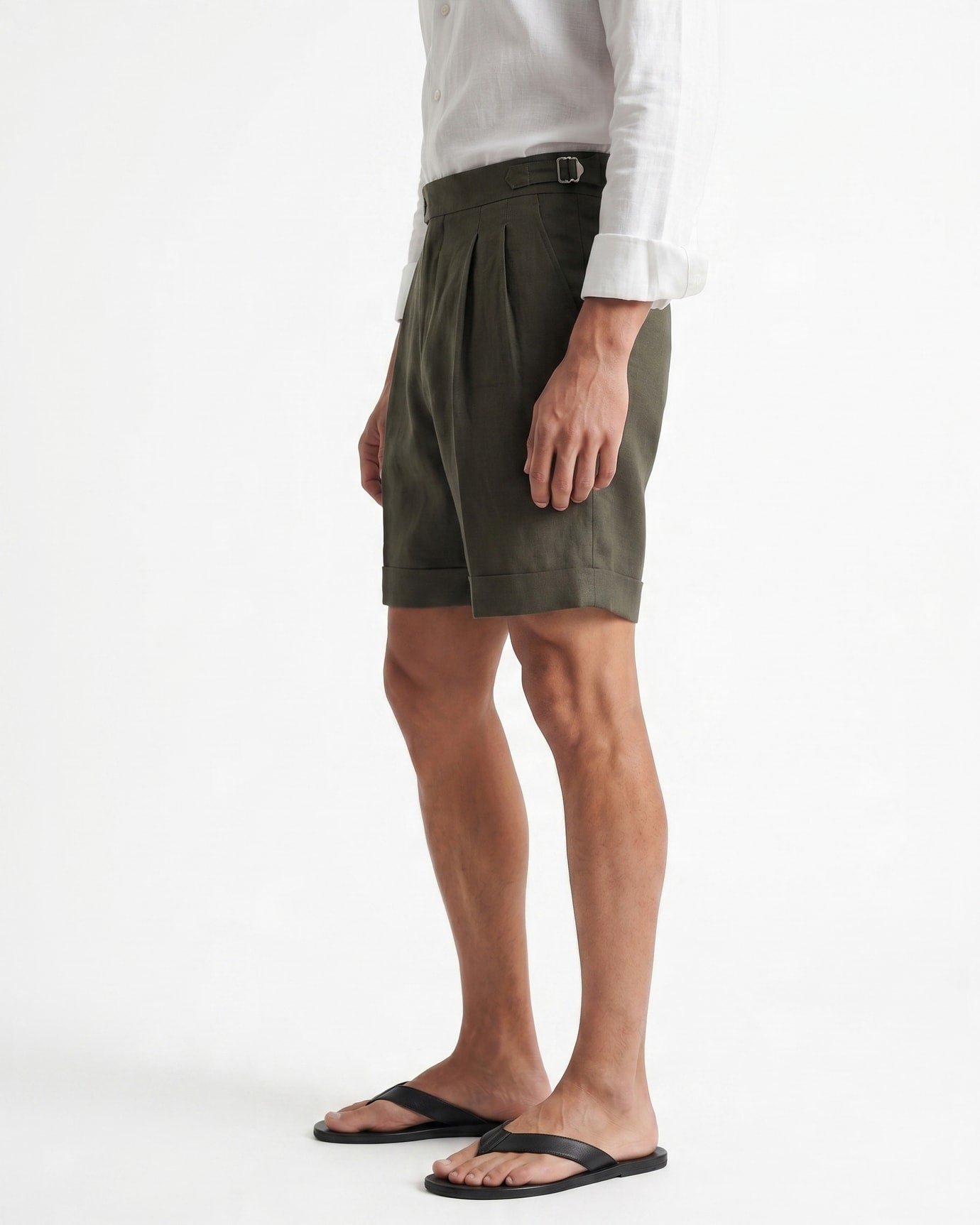 Double Pleated Linen Shorts