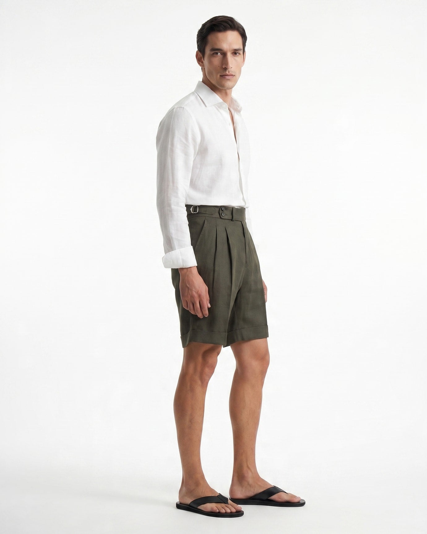 Double Pleated Linen Shorts