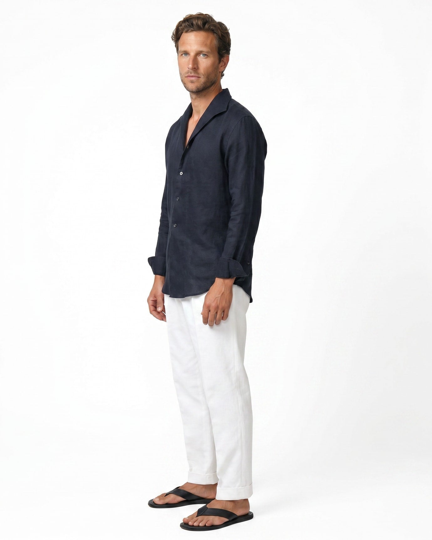 Marbella Square Collar Linen Shirt