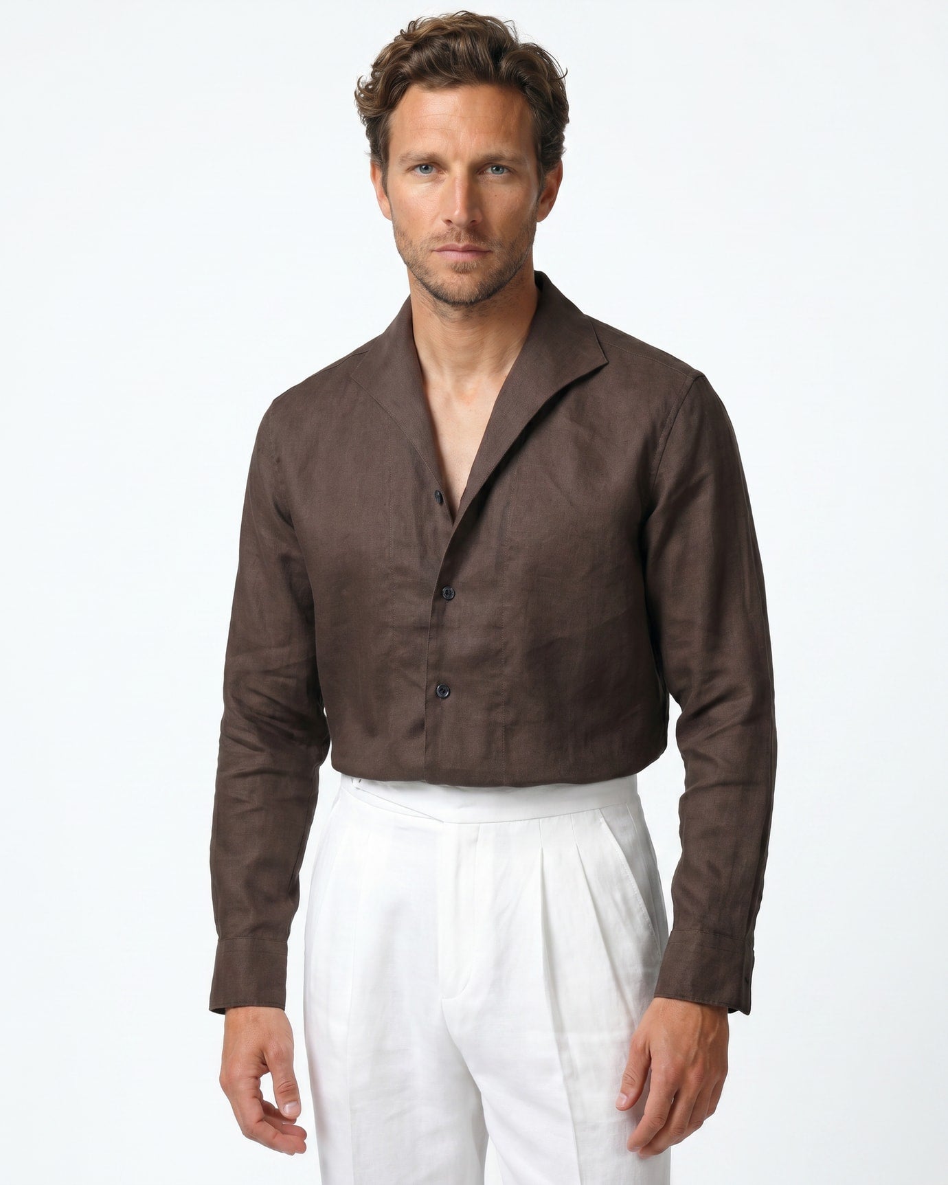 Marbella Square Collar Linen Shirt