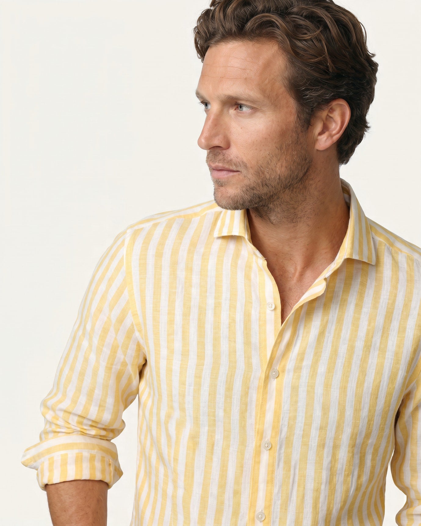 Striped V Neck Linen Shirt