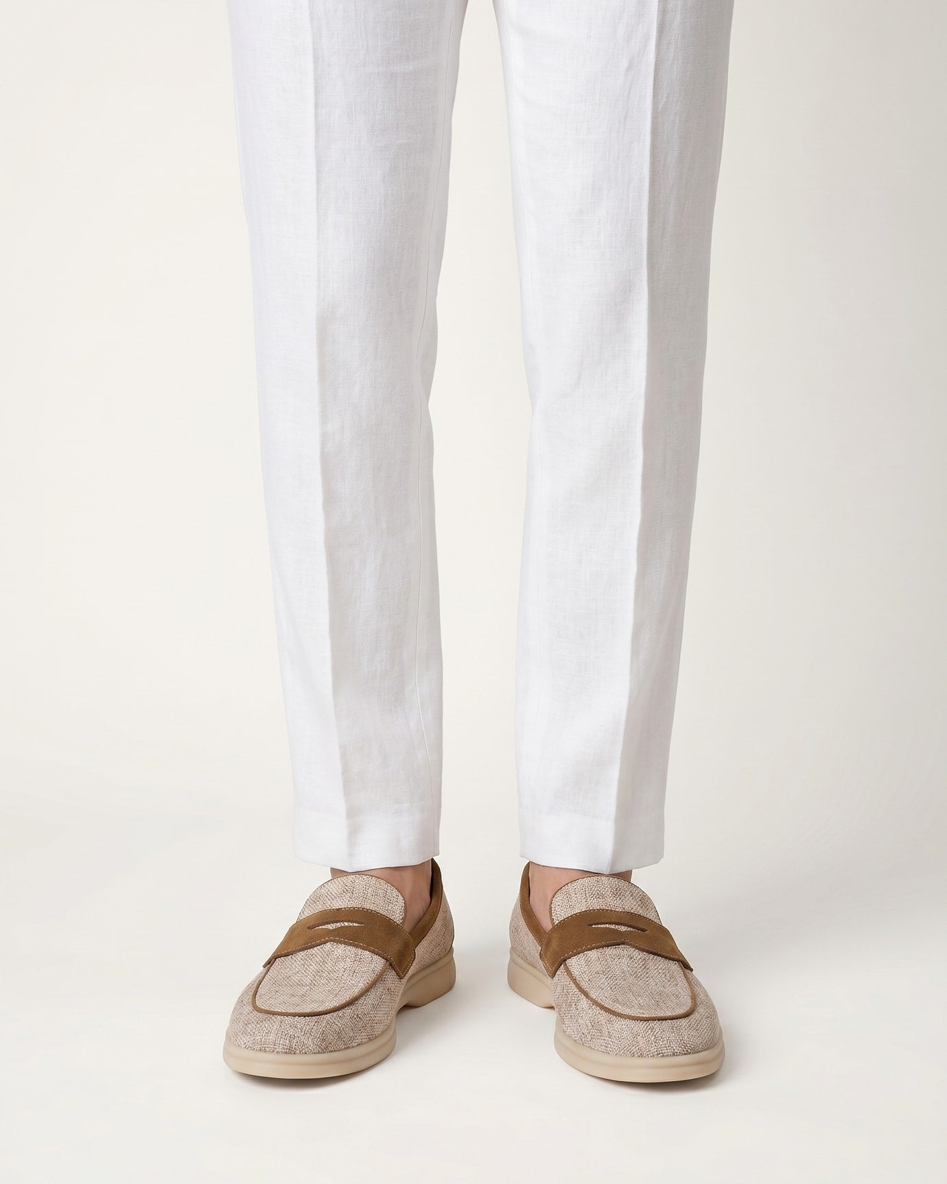 Retro Linen Leather Loafers