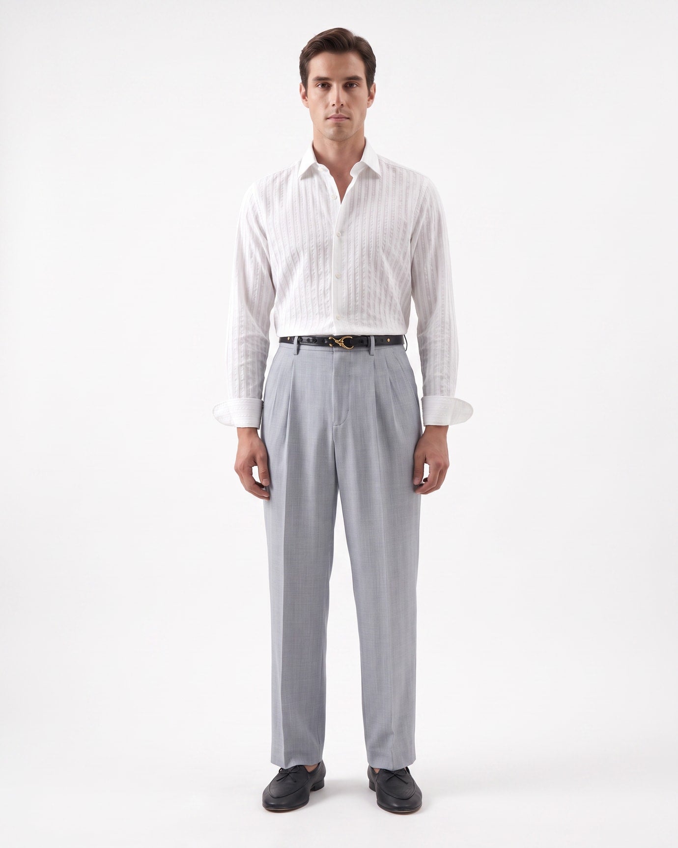 Madrid Double Pleated Straight Leg Trousers