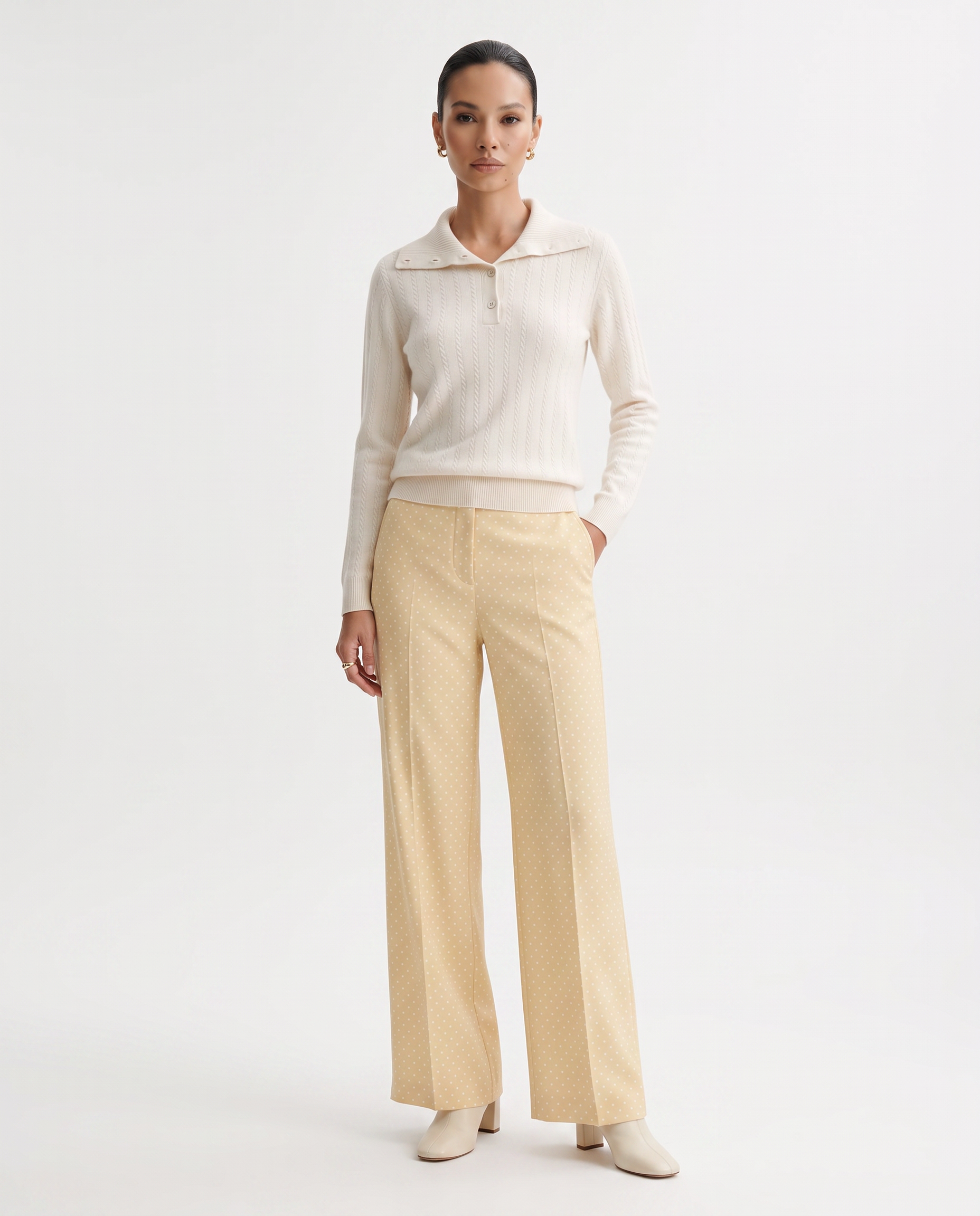 Cashmere Polo Button Collar Sweater