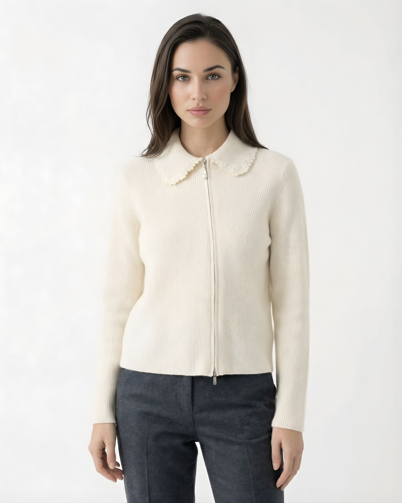Cashmere Sweater Jacket Baroque Pearl