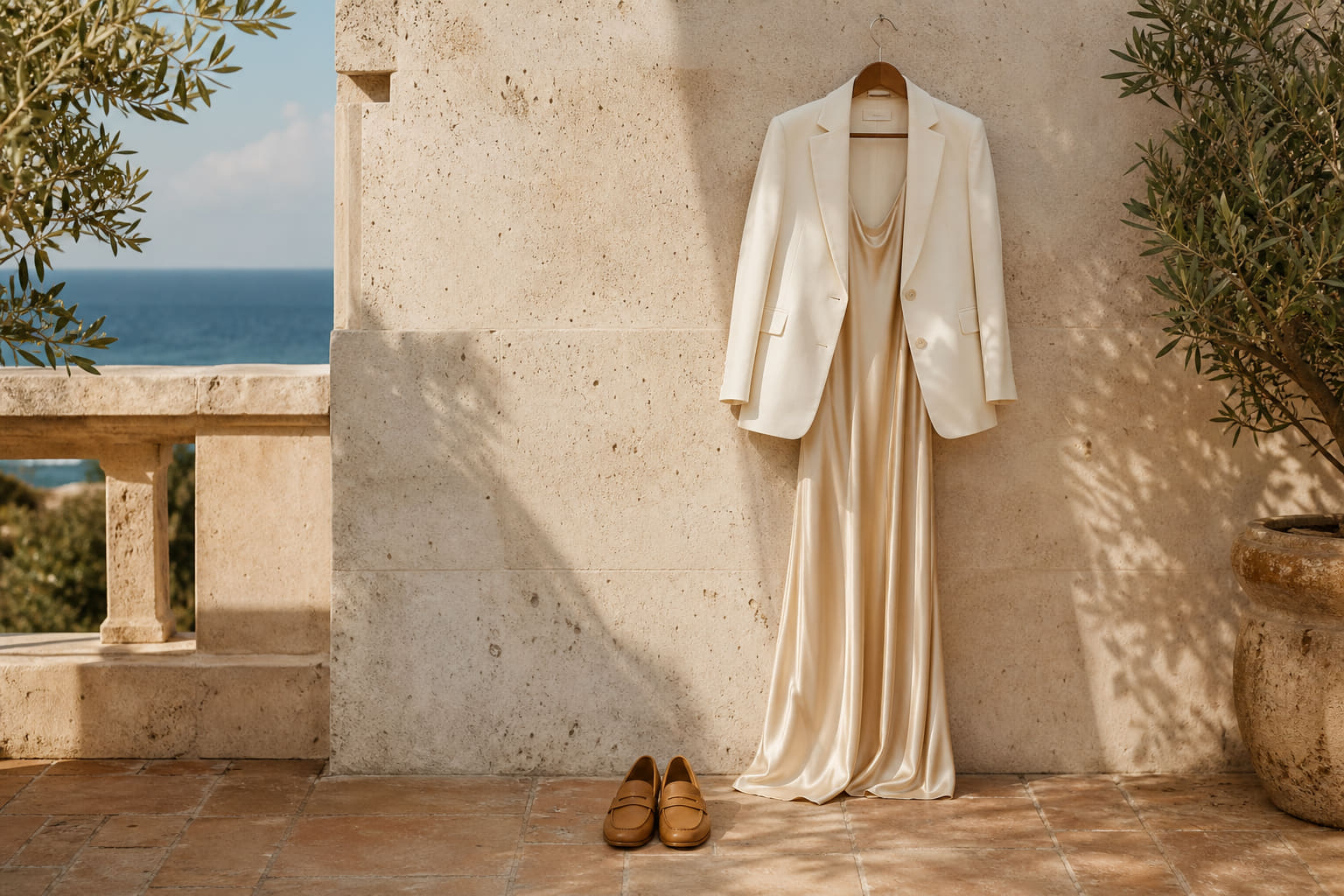 How to Wear a Tailored Blazer Over a Silk Maxi Dress