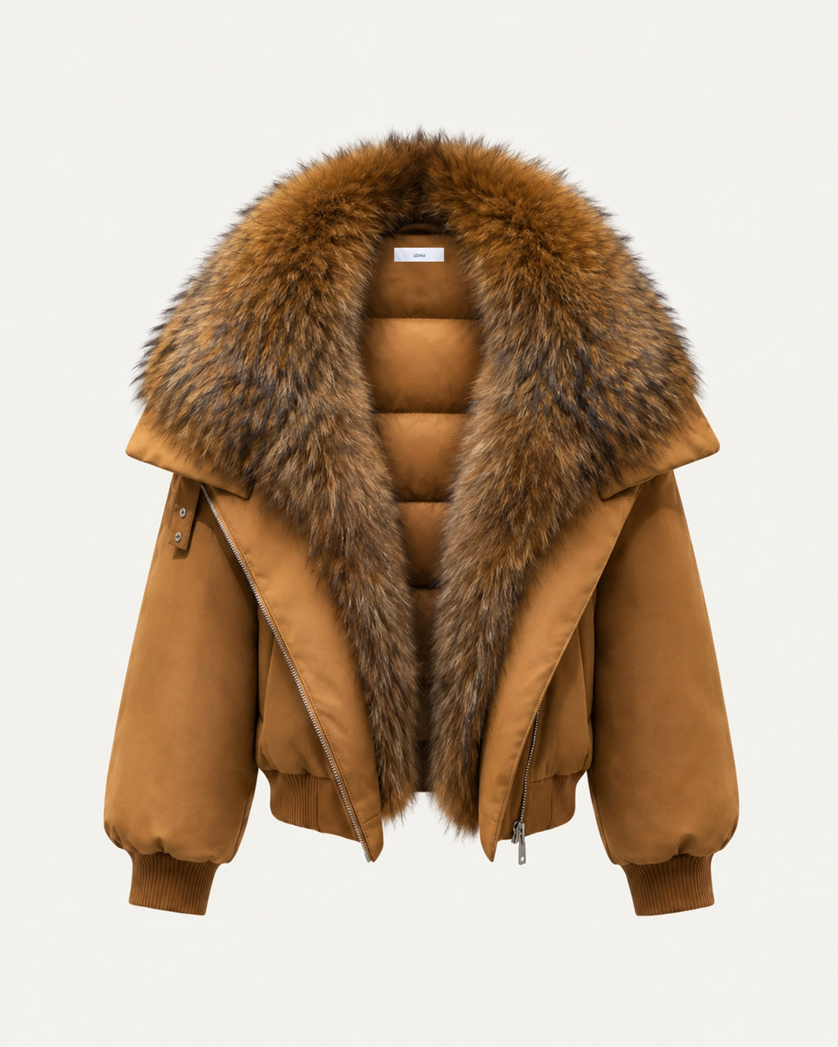 Down Jacket with Real Raccoon Fur Collar