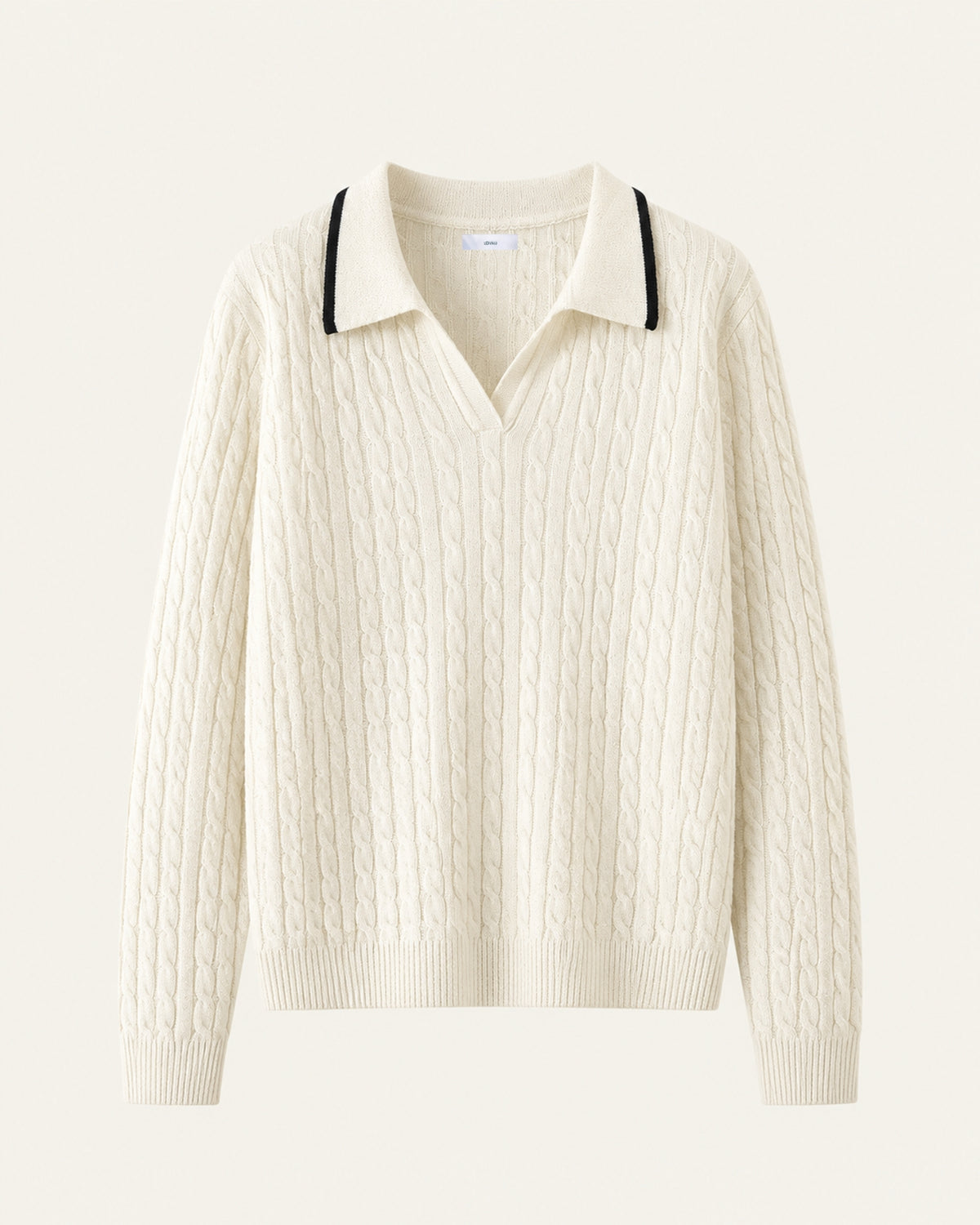 Collared Cable Knit Cashmere Sweater Polo