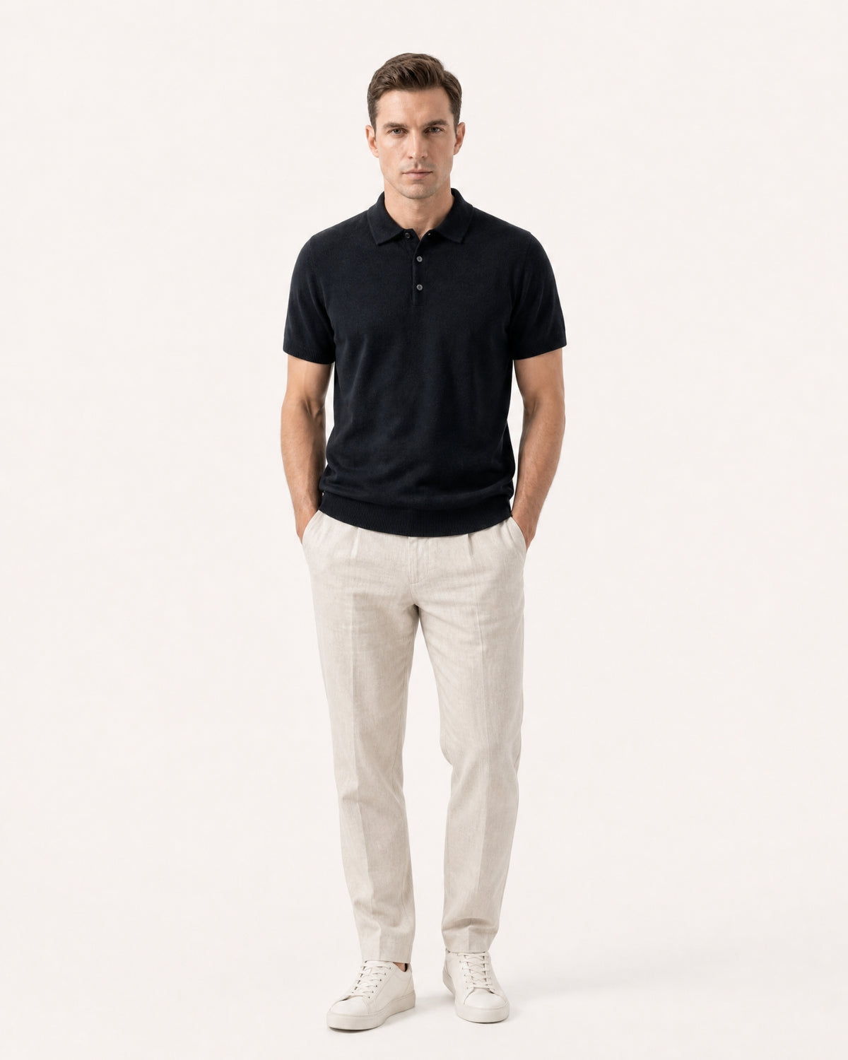 New York Cashmere Short-Sleeve Polo Shirt