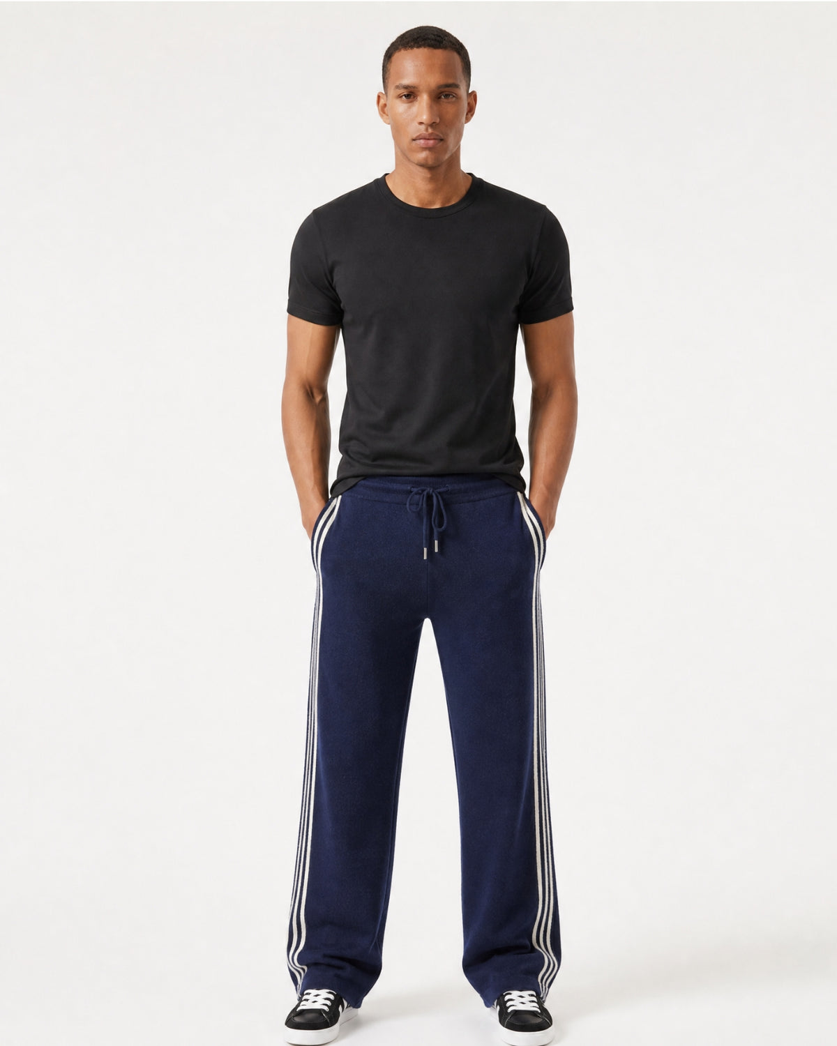 Boston Cashmere Wool Jacquard Straight Pants