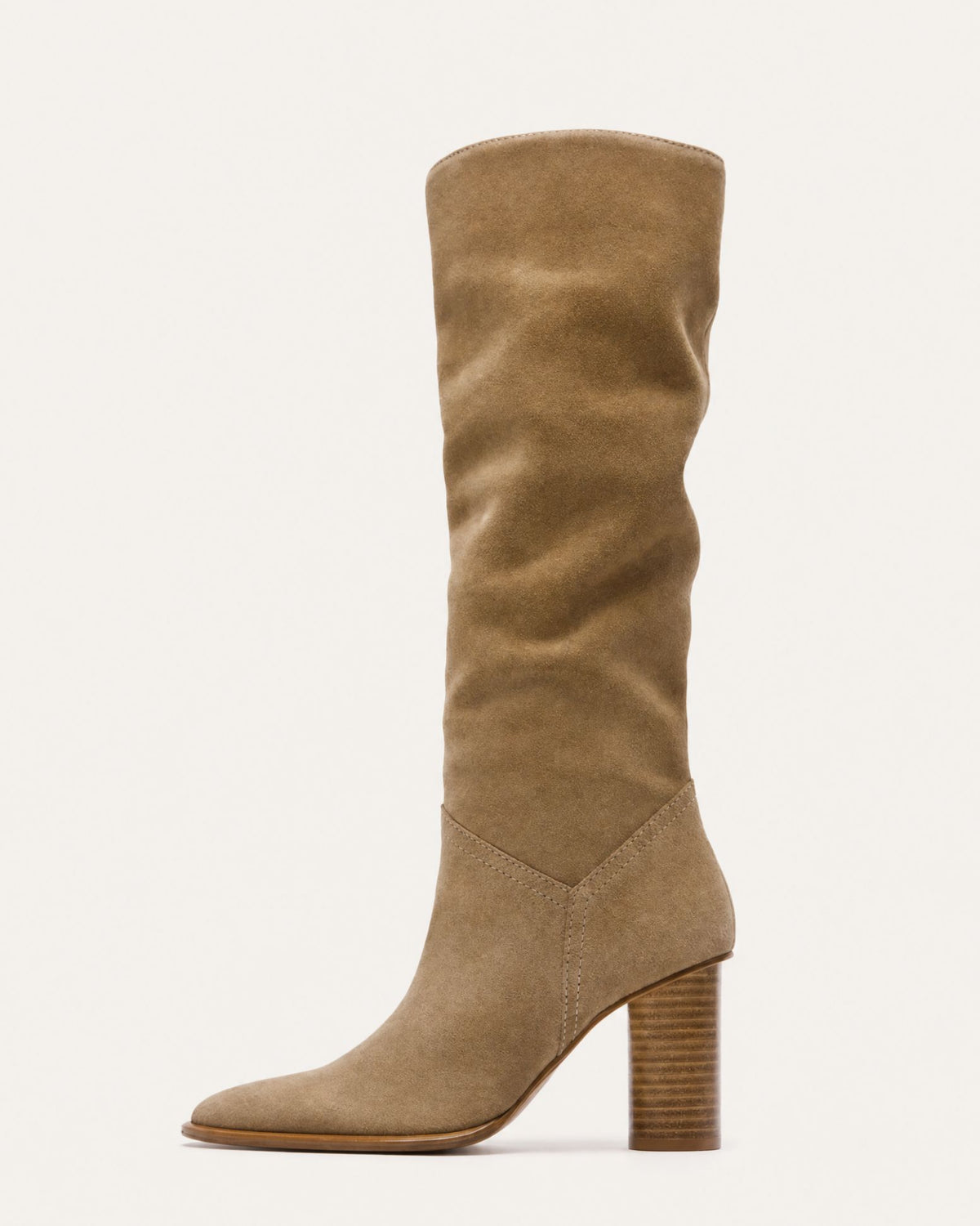 Kira Pull-On Square-Toe Leather Knee-High Boots