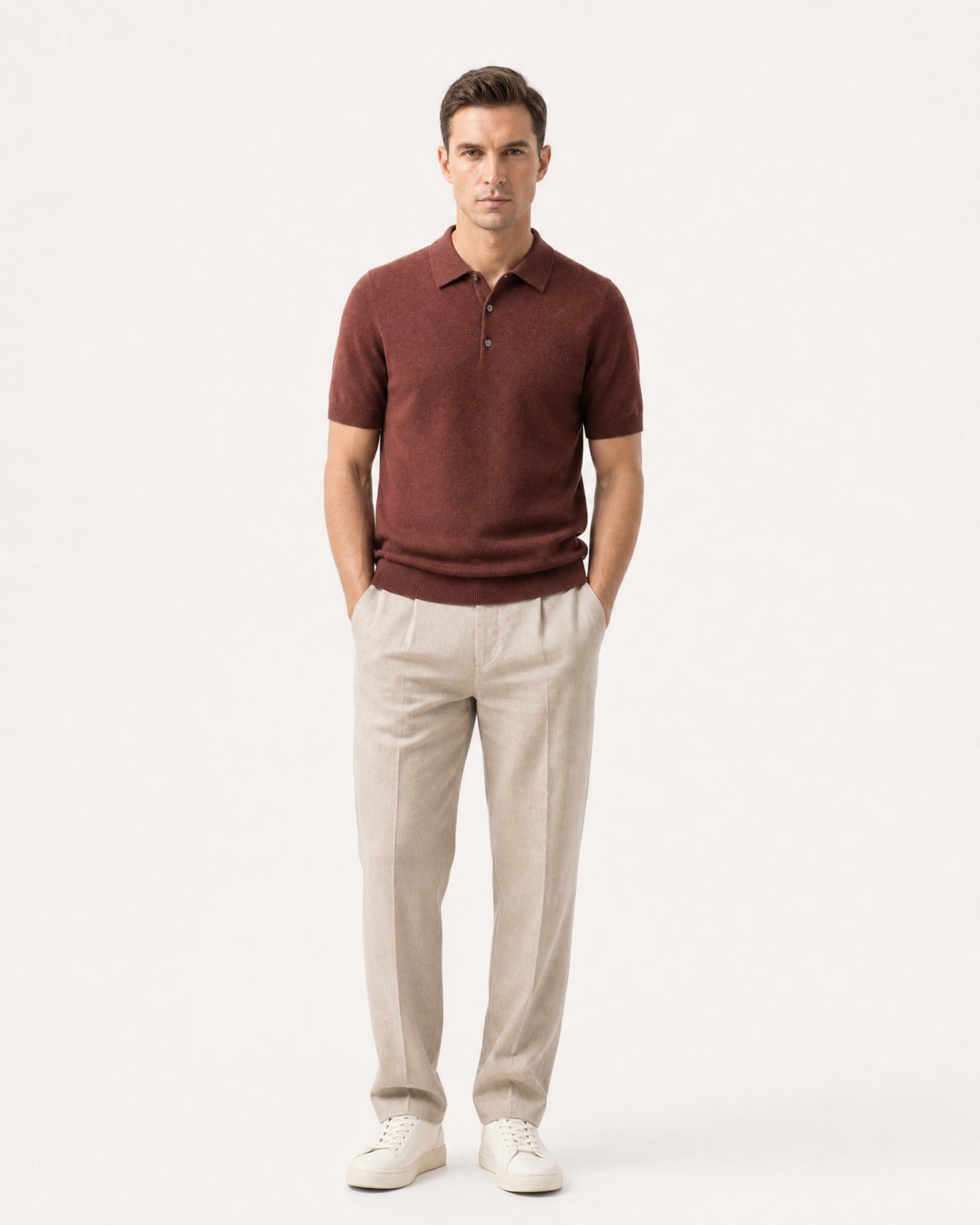 New York Cashmere Short-Sleeve Polo Shirt
