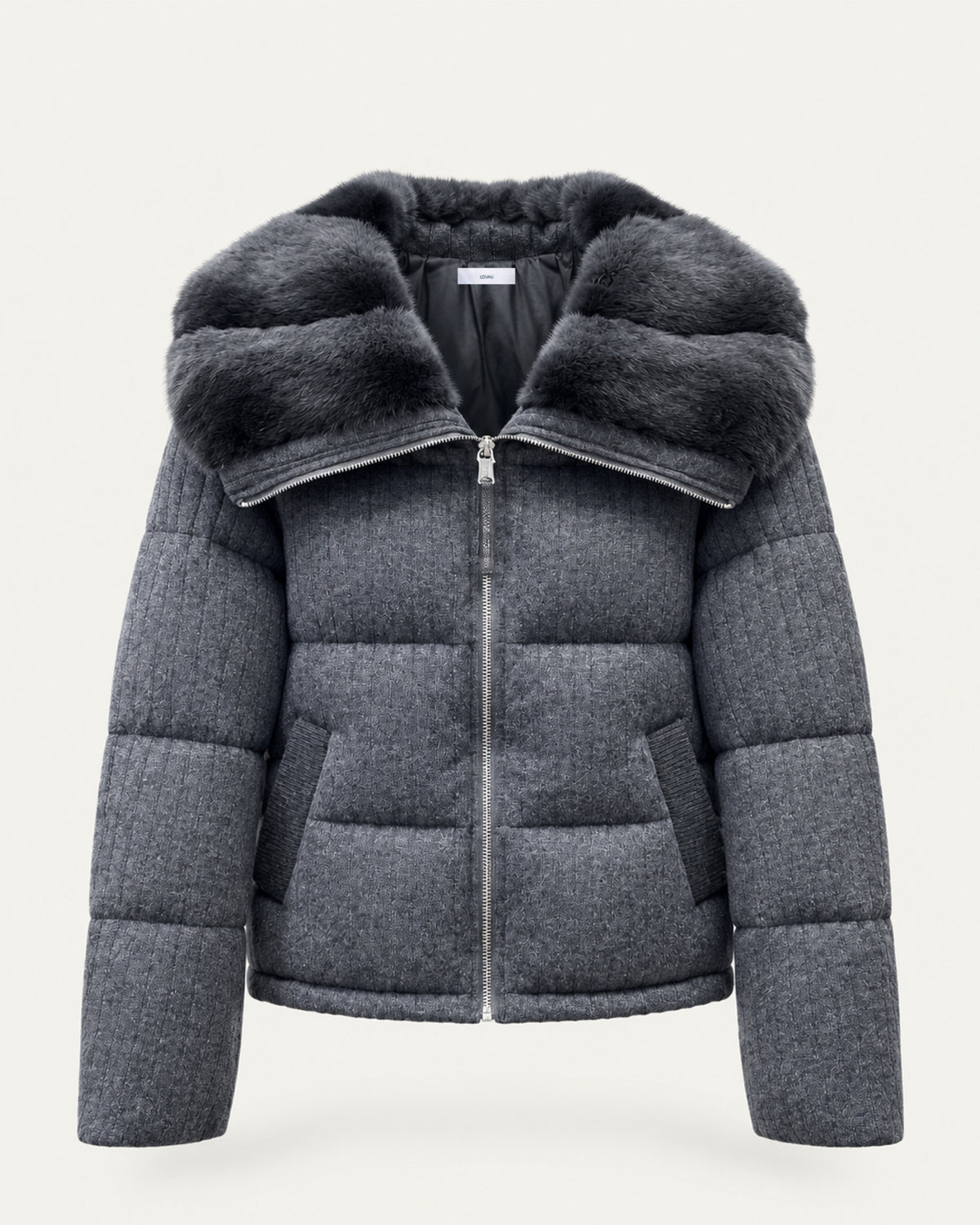 Diana Wool Knit Goose Down Jacket with Mink Collar