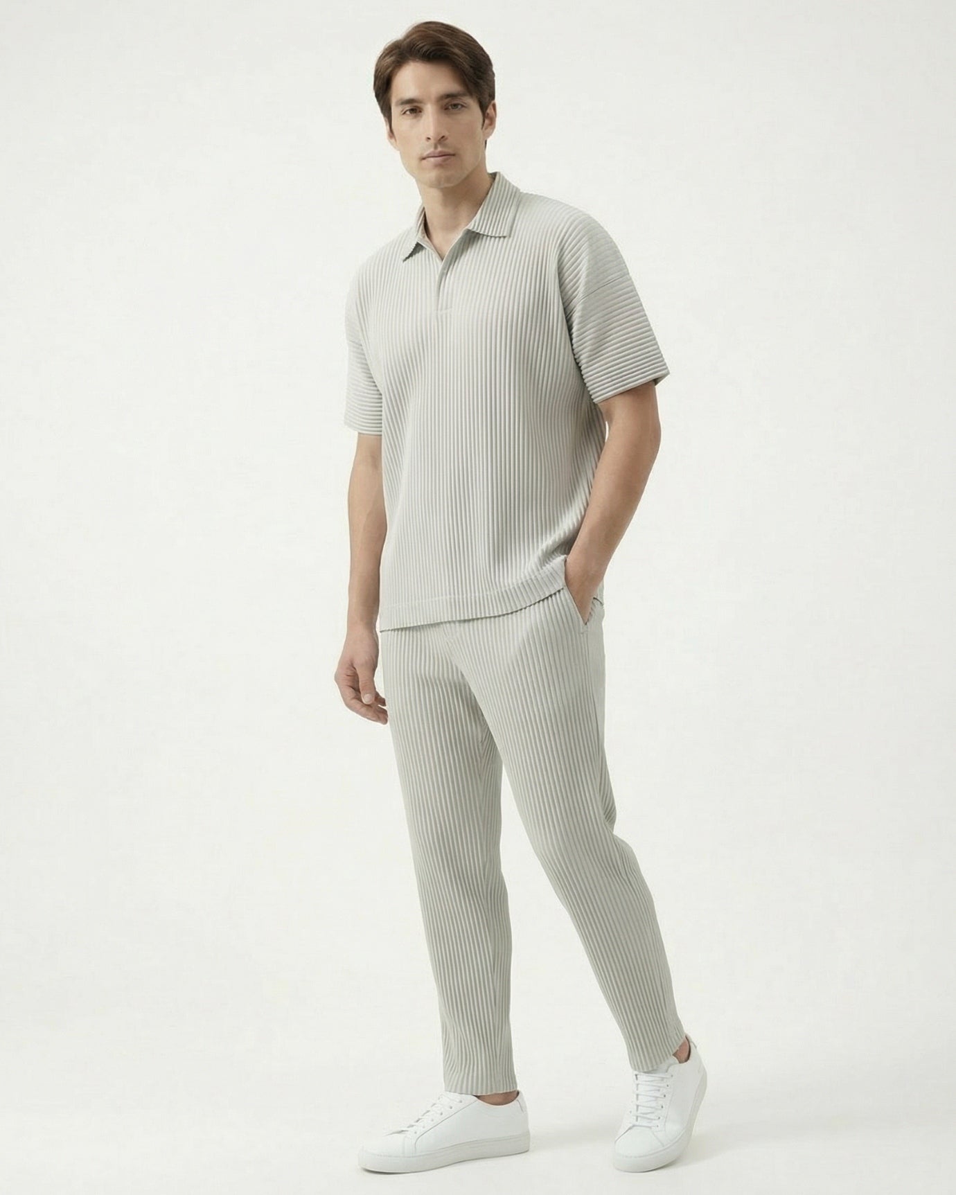 Sakura Collection Pleated Short-Sleeve Polo