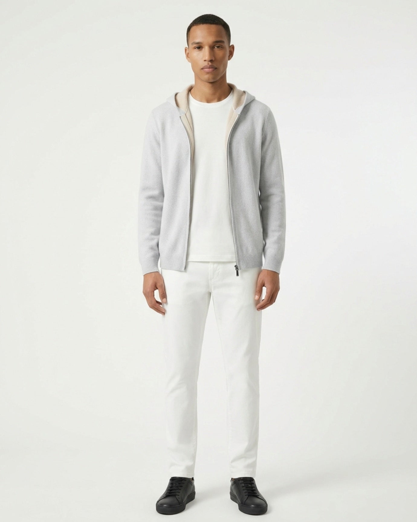 Cárdigan con cremallera y capucha de cachemira, edición limitada