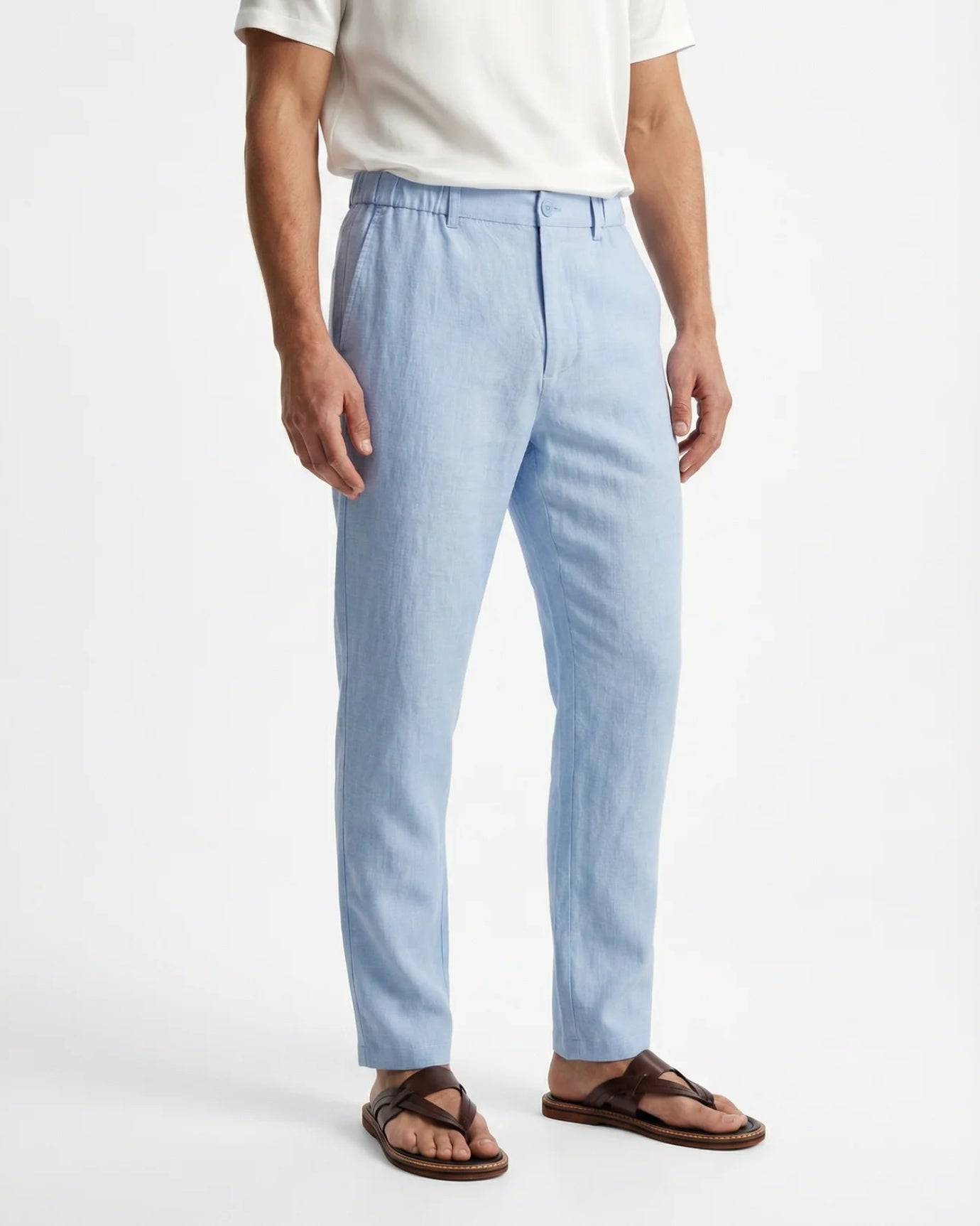 Marbella Linen Trousers –  Elastic Waist Relaxed Fit