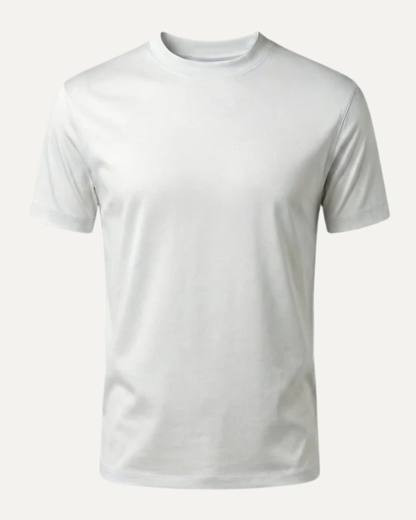 White mercerized cotton t-shirt, round neck, classic fit for men