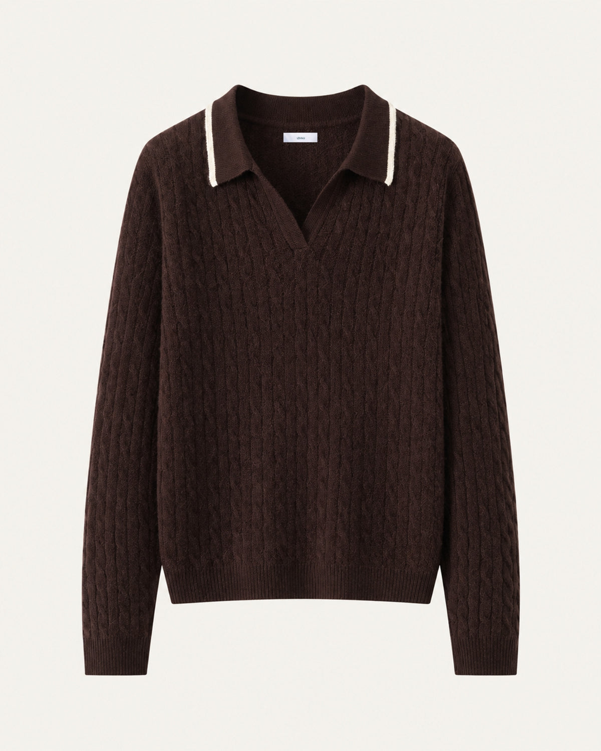 Collared Cable Knit Cashmere Sweater Polo